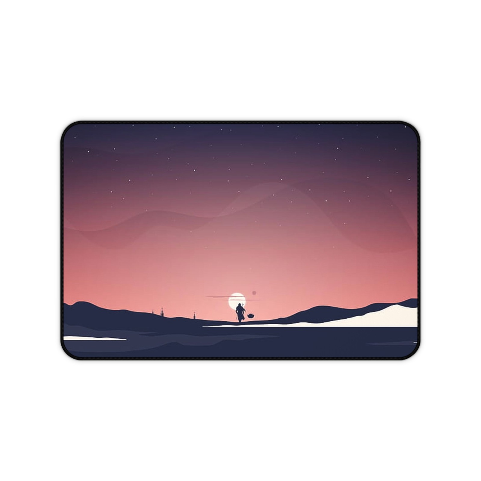 Star Wars Minimalist Mandalorian Din Djarin Grogu Night Sky Desk Mat Mouse Pad 