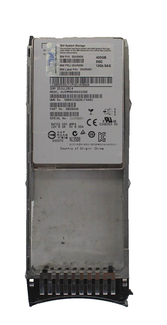 IBM 00AR409 400GB 2.5'' 12Gb SAS SSD 00AR330 HUSMM8040ASS200 w/ caddy 45W8687