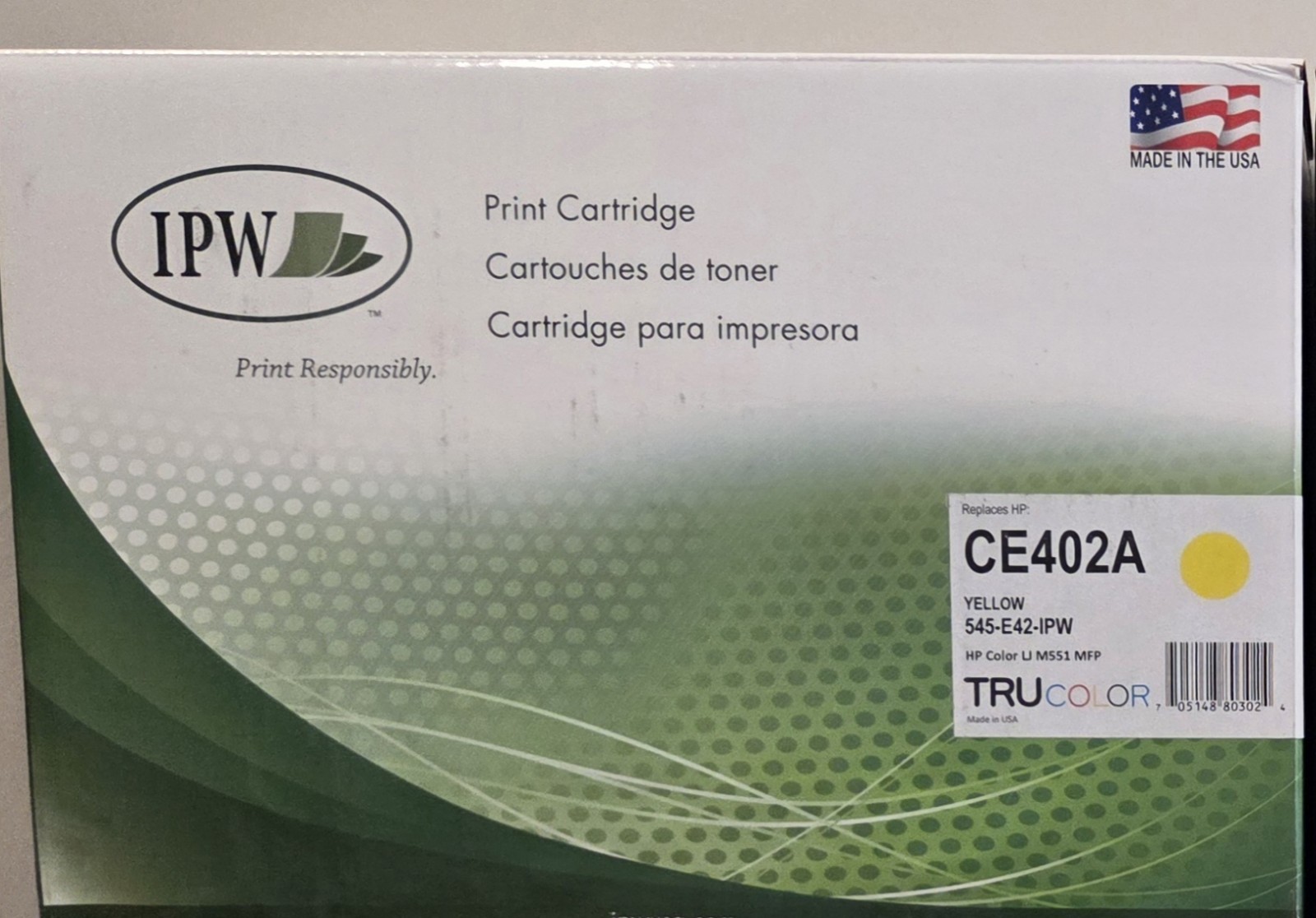HP CE402A Yellow Replacement IPW Toner 545-E42-IPW M551, 500, MFP, M575