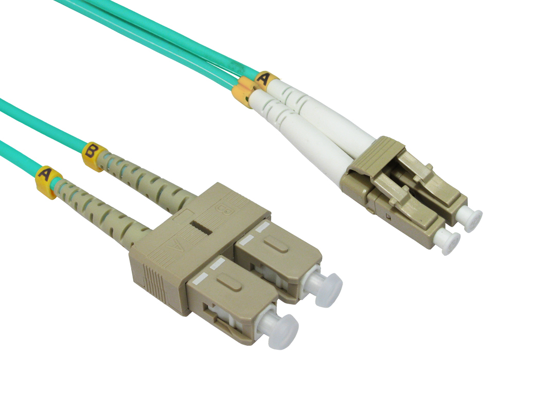 10 PACK LOT 10m LC-SC Duplex 50/125 OM4 Multimode Fiber Patch Cable Aqua 33FT