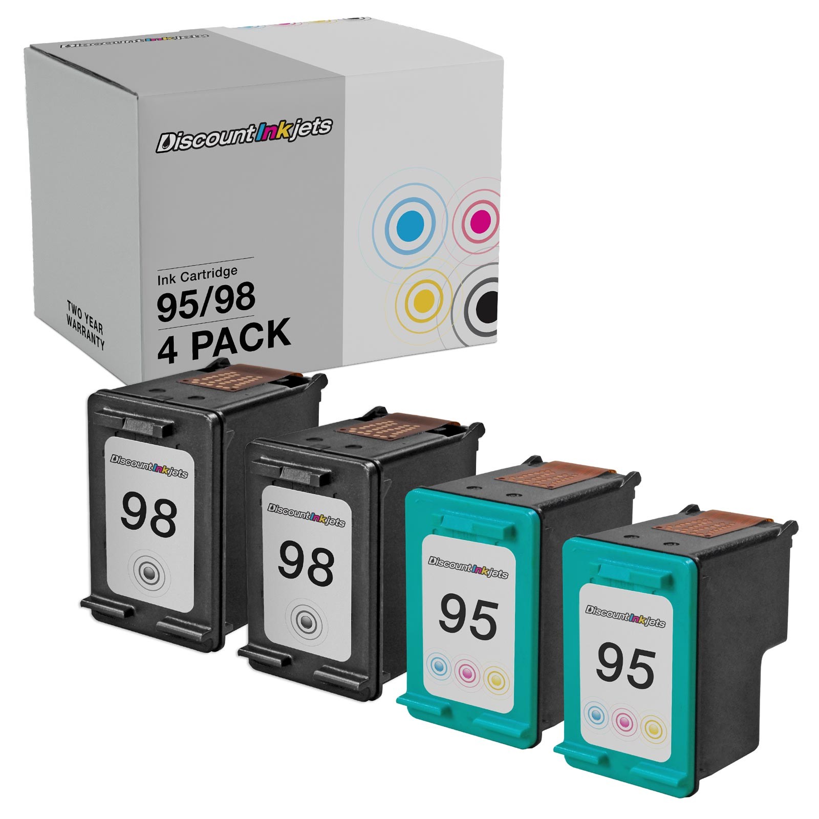 4pk C8766WN C9364WN 95 98 Printer Ink Cartridge for HP Photosmart d5160 2570