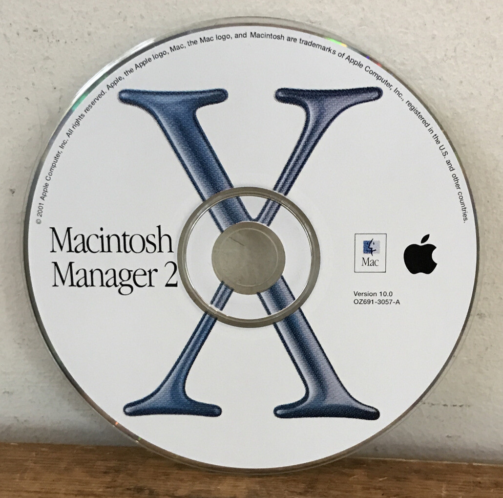 Vintage 2001 Apple Mac Macintosh Manager 2 Software Disc Version 10.0