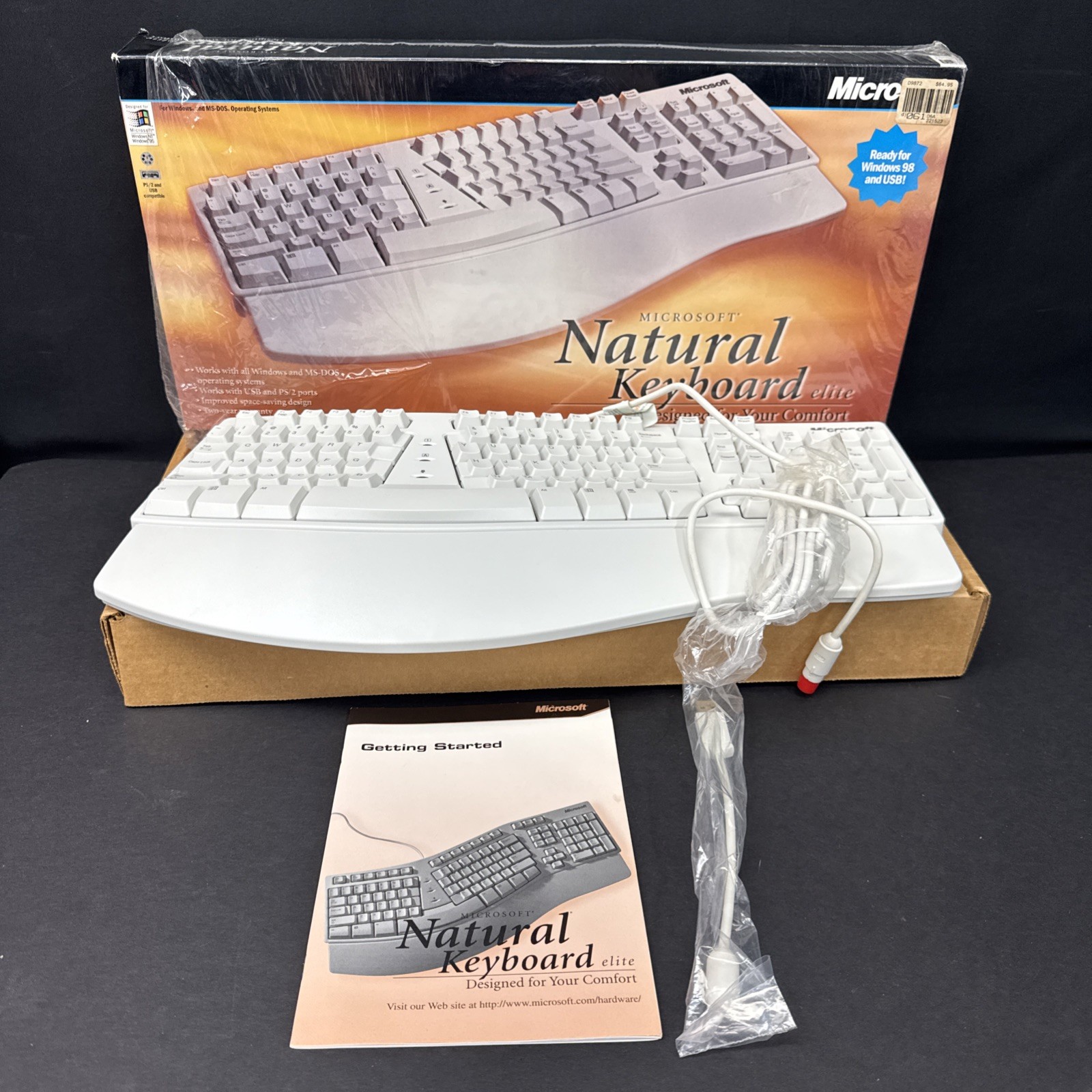 Microsoft Natural Keyboard Elite Ergonomic Wired PS/2 USB Keyboard Gray w/ Box