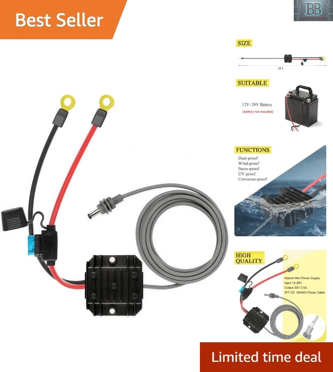 Starlink Mini Power Supply with O Ring Output - Shockproof & Dustproof
