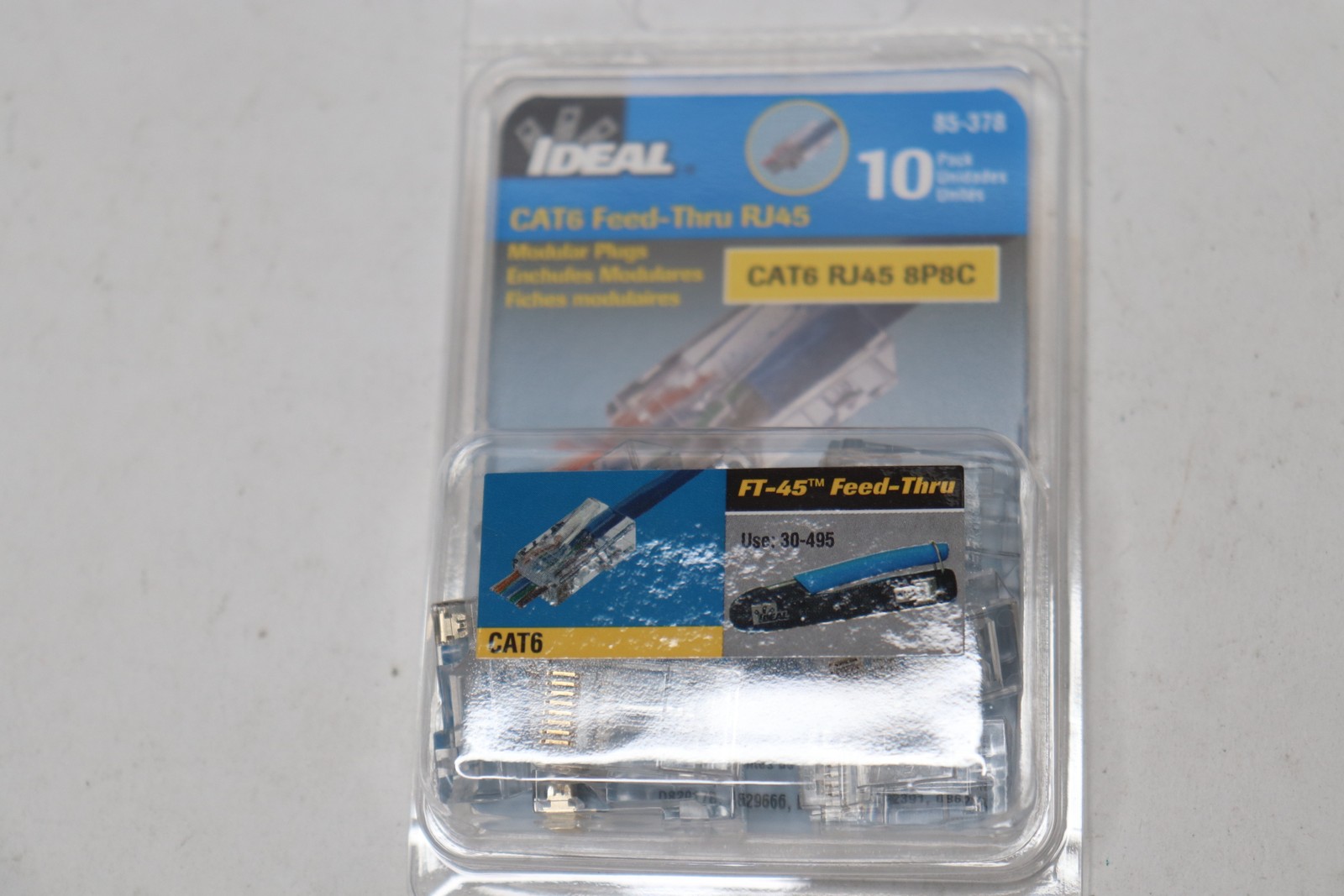 Ideal CAT6 Feed-Thru Modular Plugs 85-378 10/Card