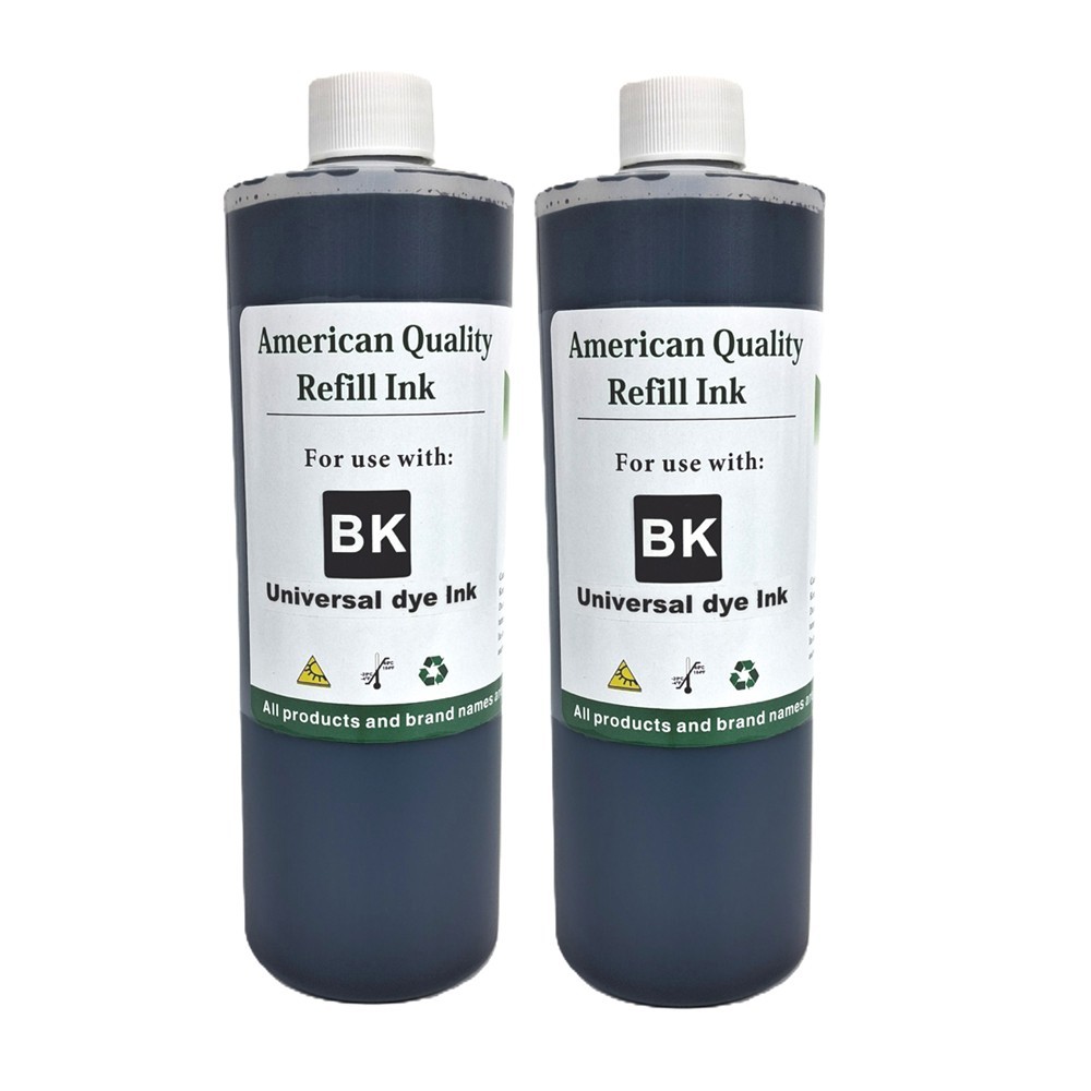 2x500ml Black Ink refill kit Bottles for HP Canon Brother Dell Epson Kodak-Dye