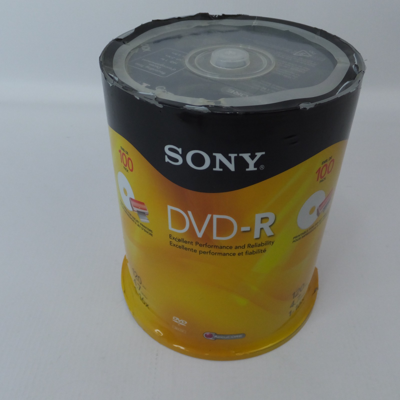 Sony DVD-R 4.7GB 120min 1-16X Recordable Blank Video Discs 100 Pack New  Sealed