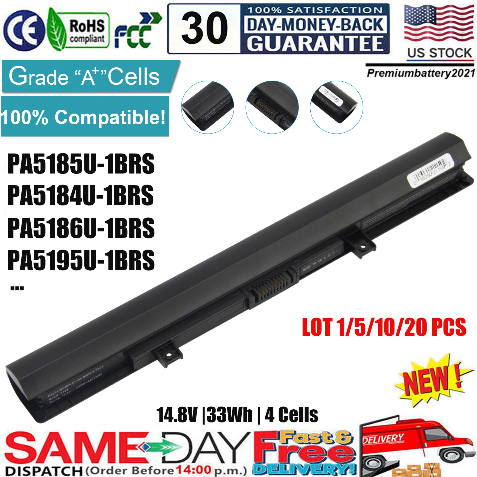 ✅LOT PA5185U-1BRS Laptop Battery ForToshiba PA5186U-1BRS PA5184U-1BRS C55 C55D