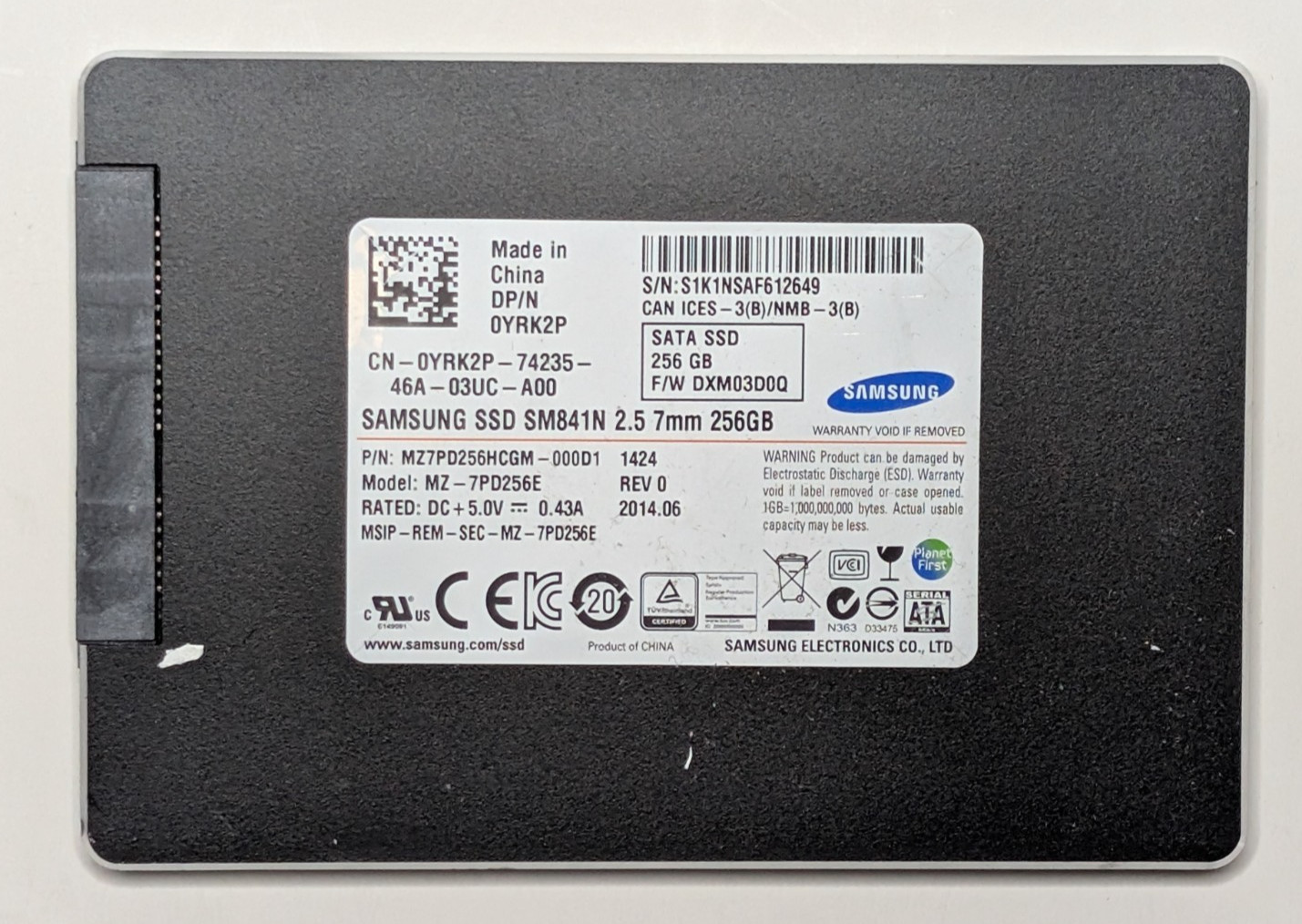 Samsung 2.5" 7mm SATA 256GB SSD | MZ7PD256HCGM-000D1, SM841N (As Is)