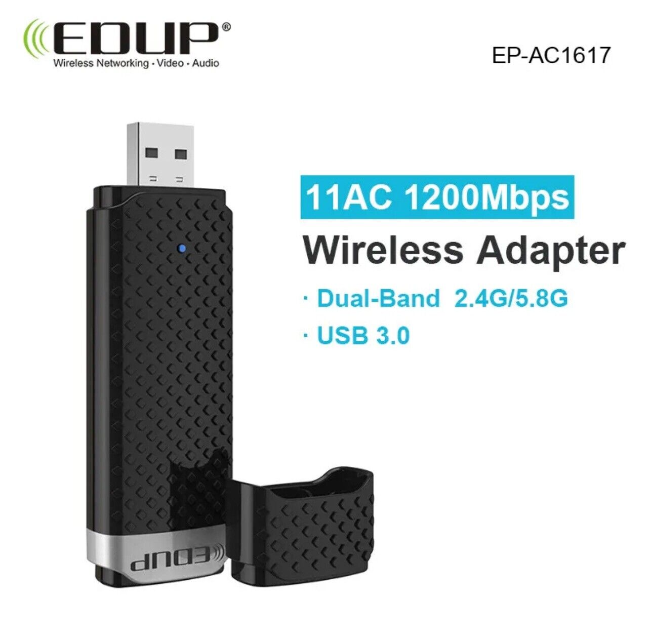 EDUP 11AC 1200M USB3.0 2.4G/5.8G Dual Band 802.11AC WiFi Adapter  for PC AC1617