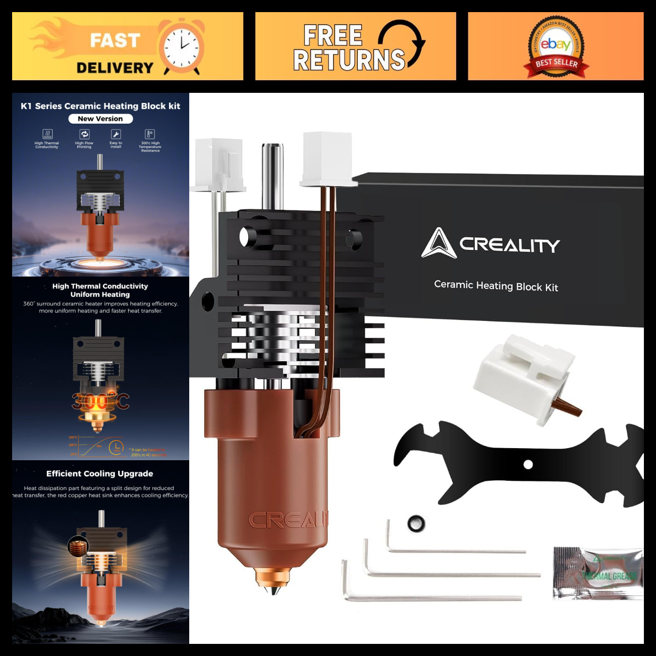 Upgrade Hotend Kit for K1 Series 3D Printers - Ceramic Heating Block, Quick Swap