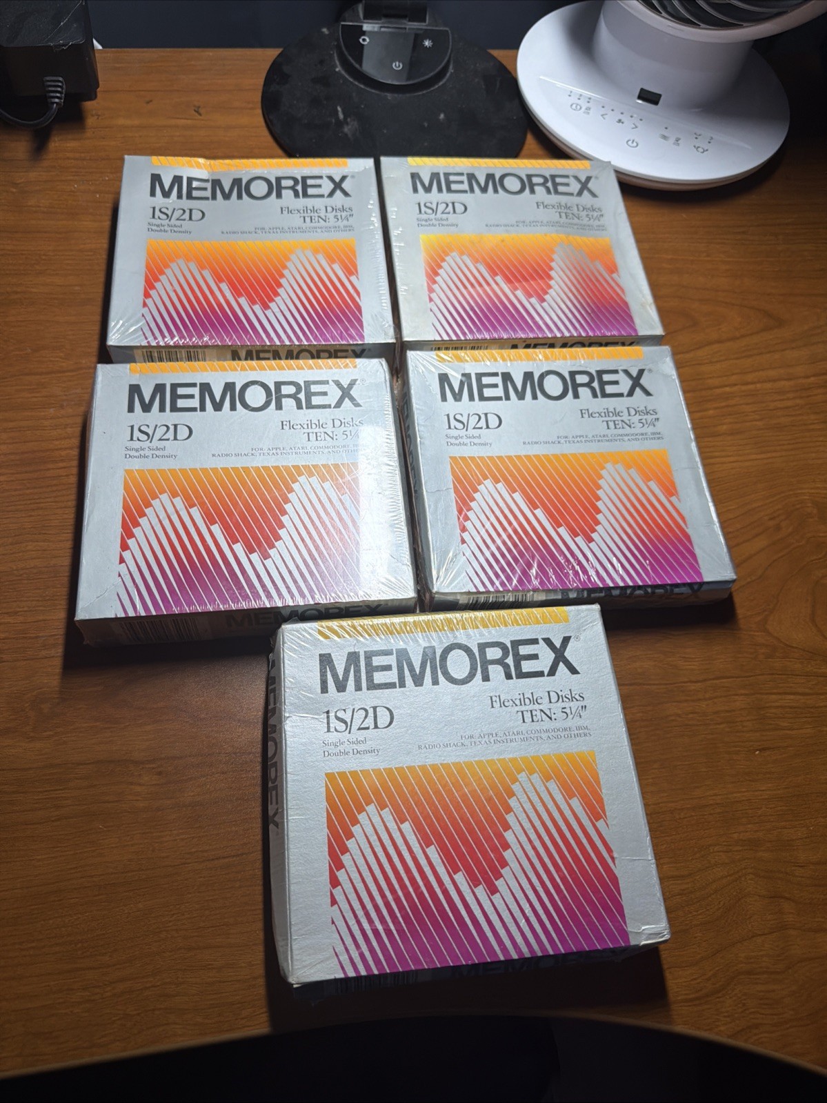 Lot Of 5 MEMOREX 1S/2D Flexible (10) Disks 5-1/4" (3202-5210) NEW/FACTORY SEALED