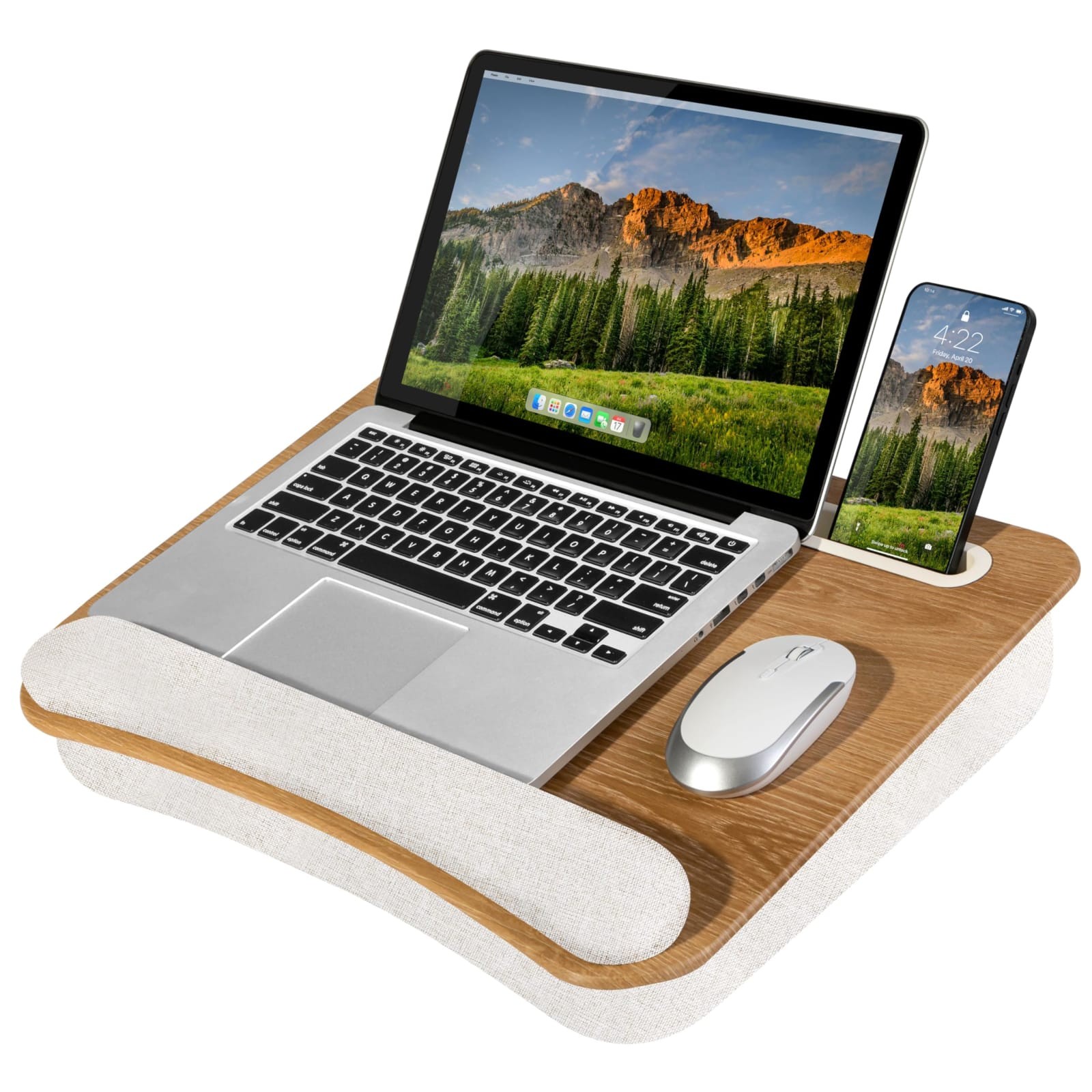 LapGear Laptop Lap Desk White Oak Woodgrain Fits 15.6" Pillow Cushion Wrist Rest
