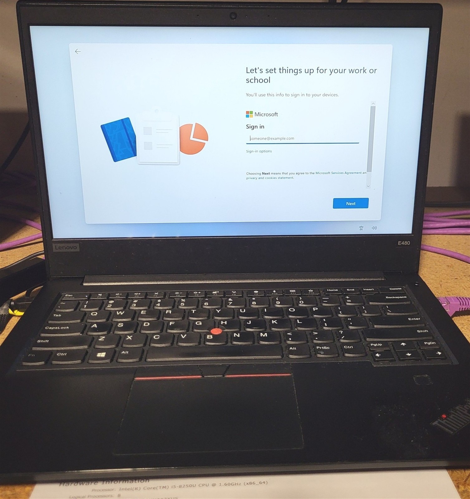 Scratched LCD Lenovo ThinkPad E480 Laptop Intel i5-8250U 1.6GHz 8GB 256GB SSD