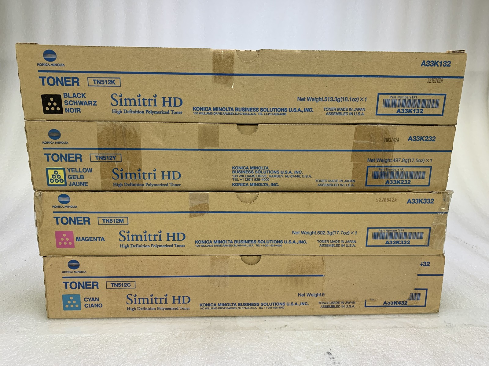 NEW Genuine Konica Minolta TN512 Toner Print Cartridge Set CMYK - Factory Sealed