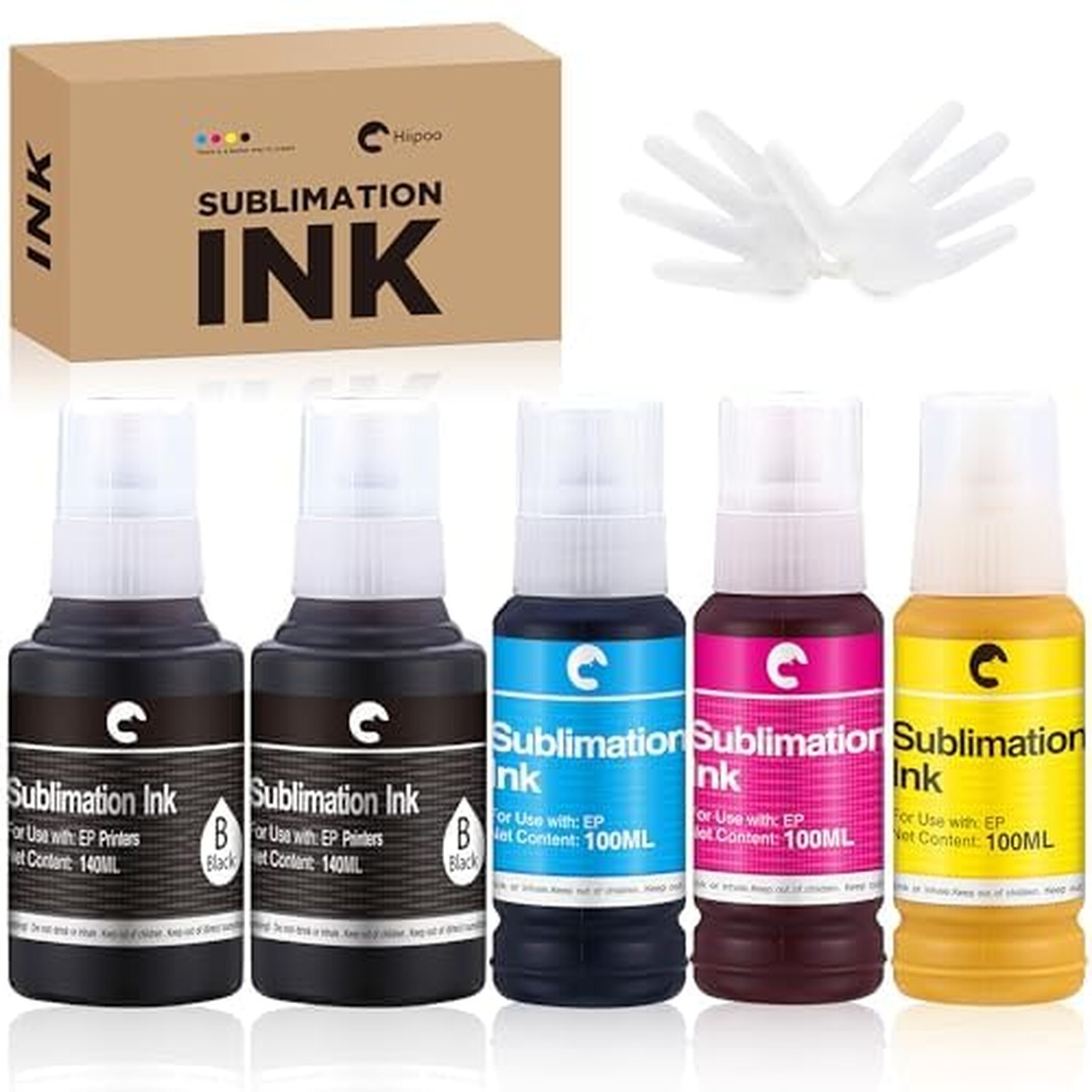 Hiipoo 580ML Sublimation Ink Refilled Bottlescompatible for ET2400 ET2720 ET2...