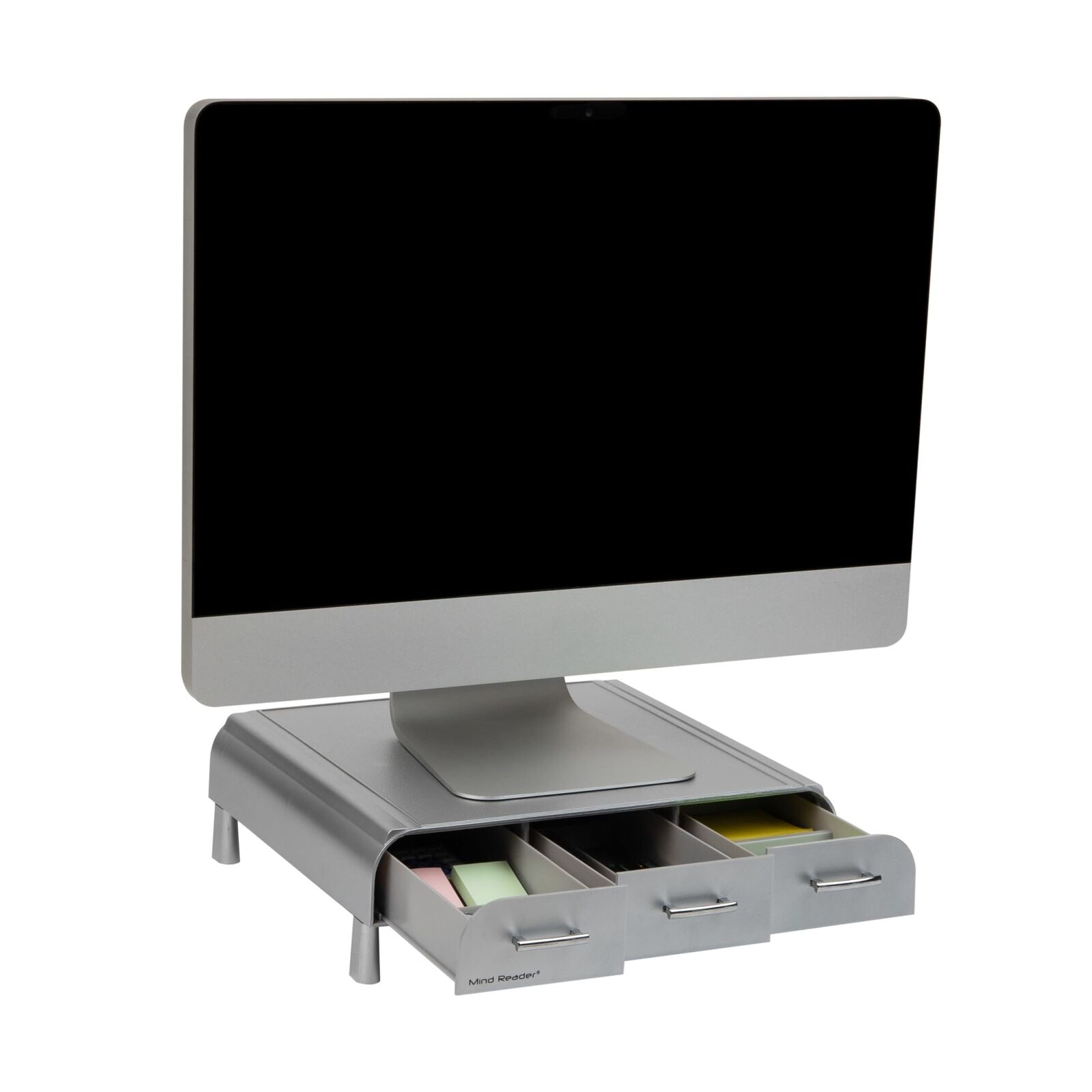 Mind Reader PC Laptop IMAC Monitor Stand and Desk Organizer Silver