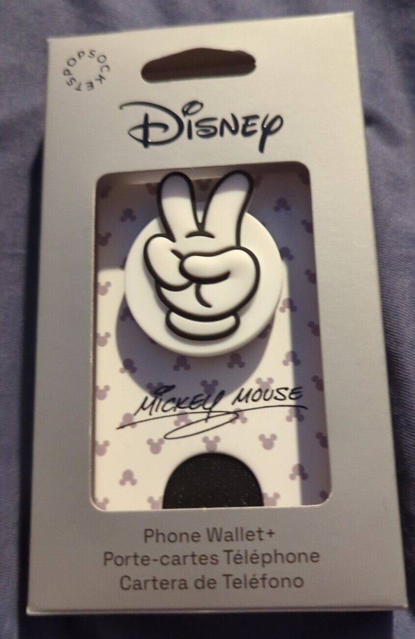 2024 Disney World Parks Mickey Mouse Signature Ear PopSocket Phone Wallet NeW