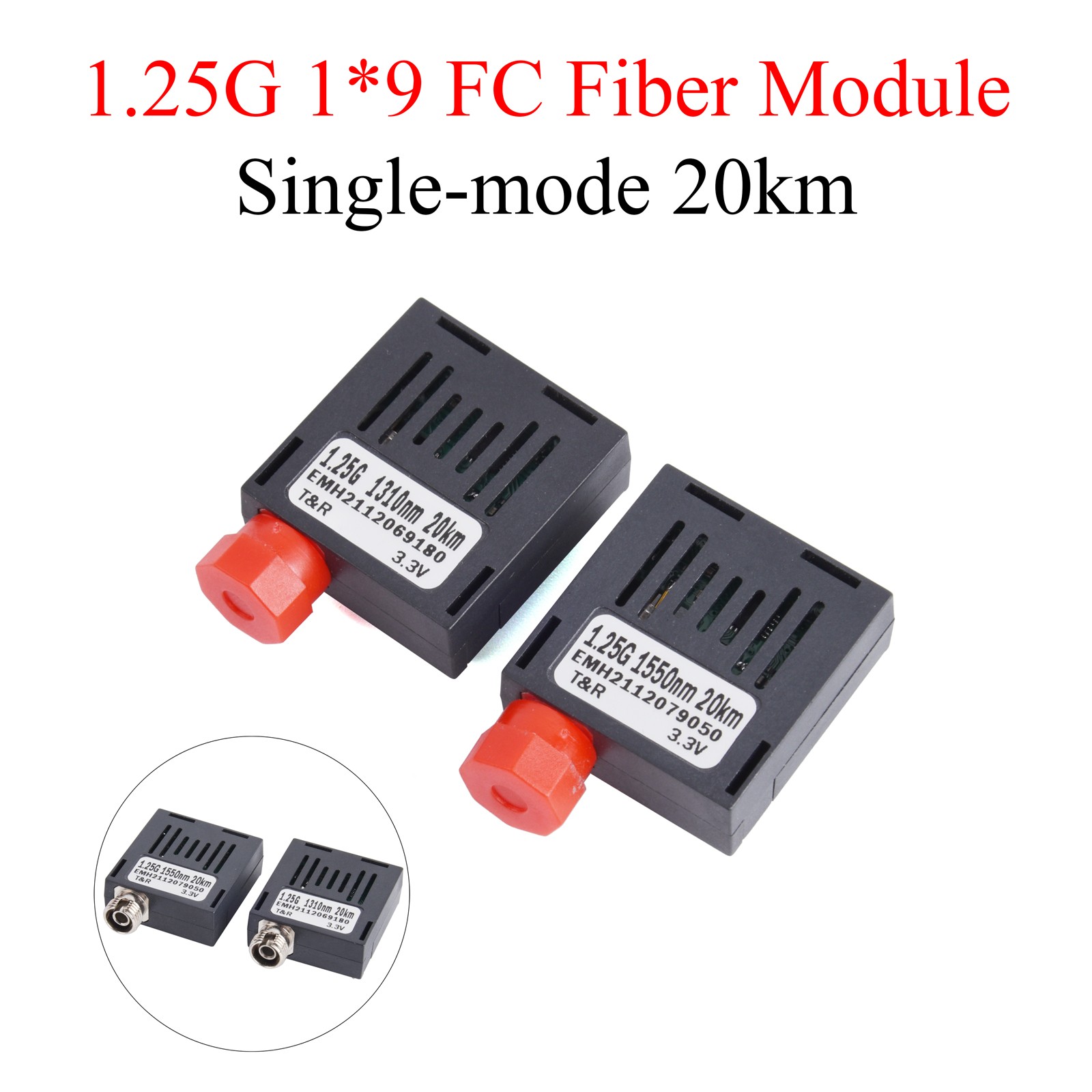 1Pair 1*9 Gigabit Fiber Optical Module 1000M FC UPC APC 1.25G Single ModeA+B Kit