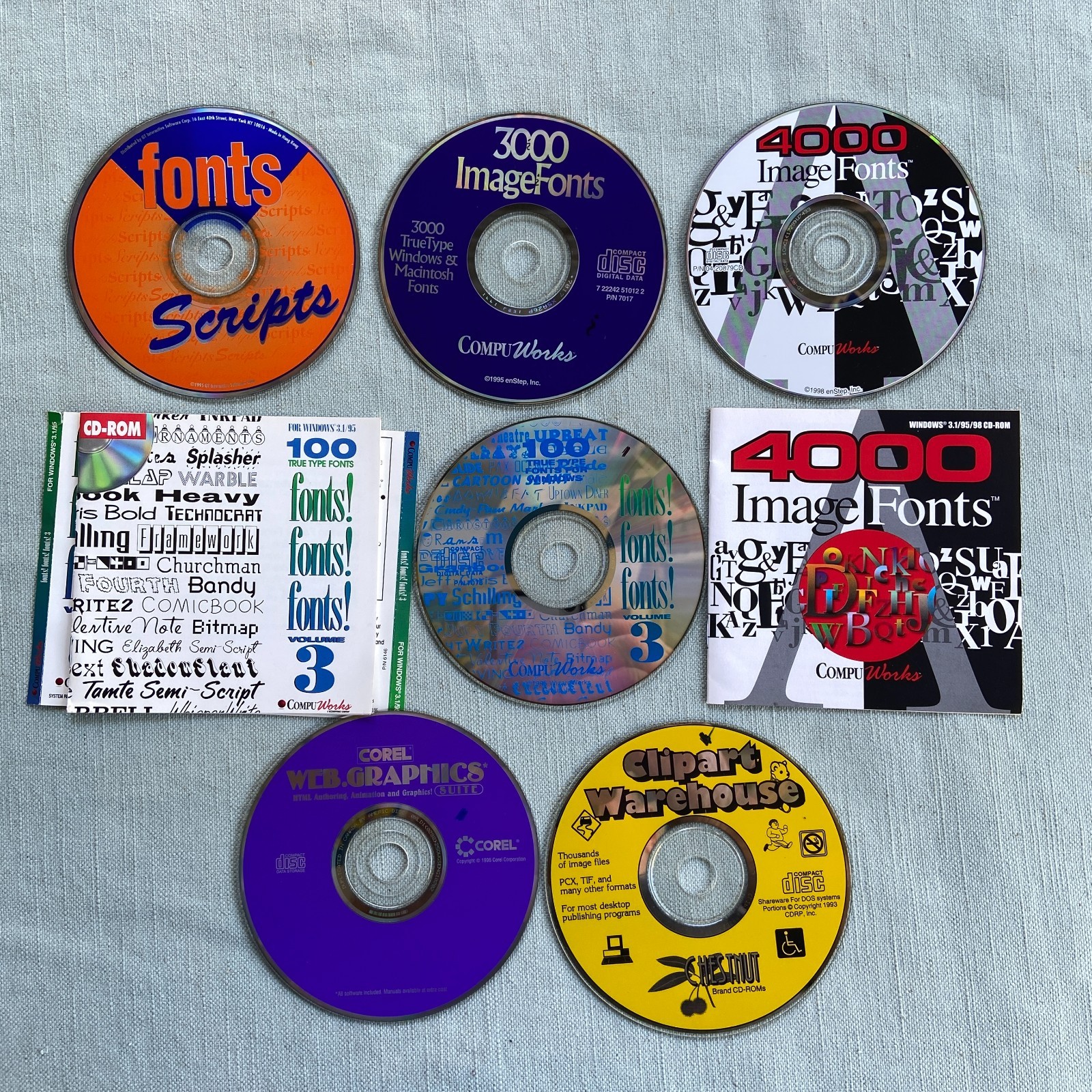 Image Fonts Clipart Web Graphics PC CD Rom Computer Works 3000 4000 Scripts 100