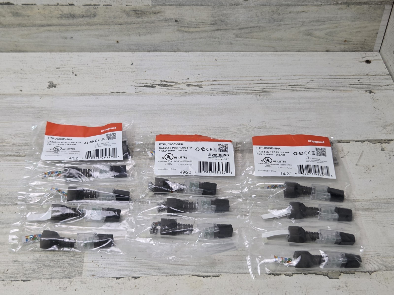 Legrand FTPUC65E-5PK CAT6 CAT 5E PCB PLUG 5PK, FIELD TERM T568A/B (14 Total)