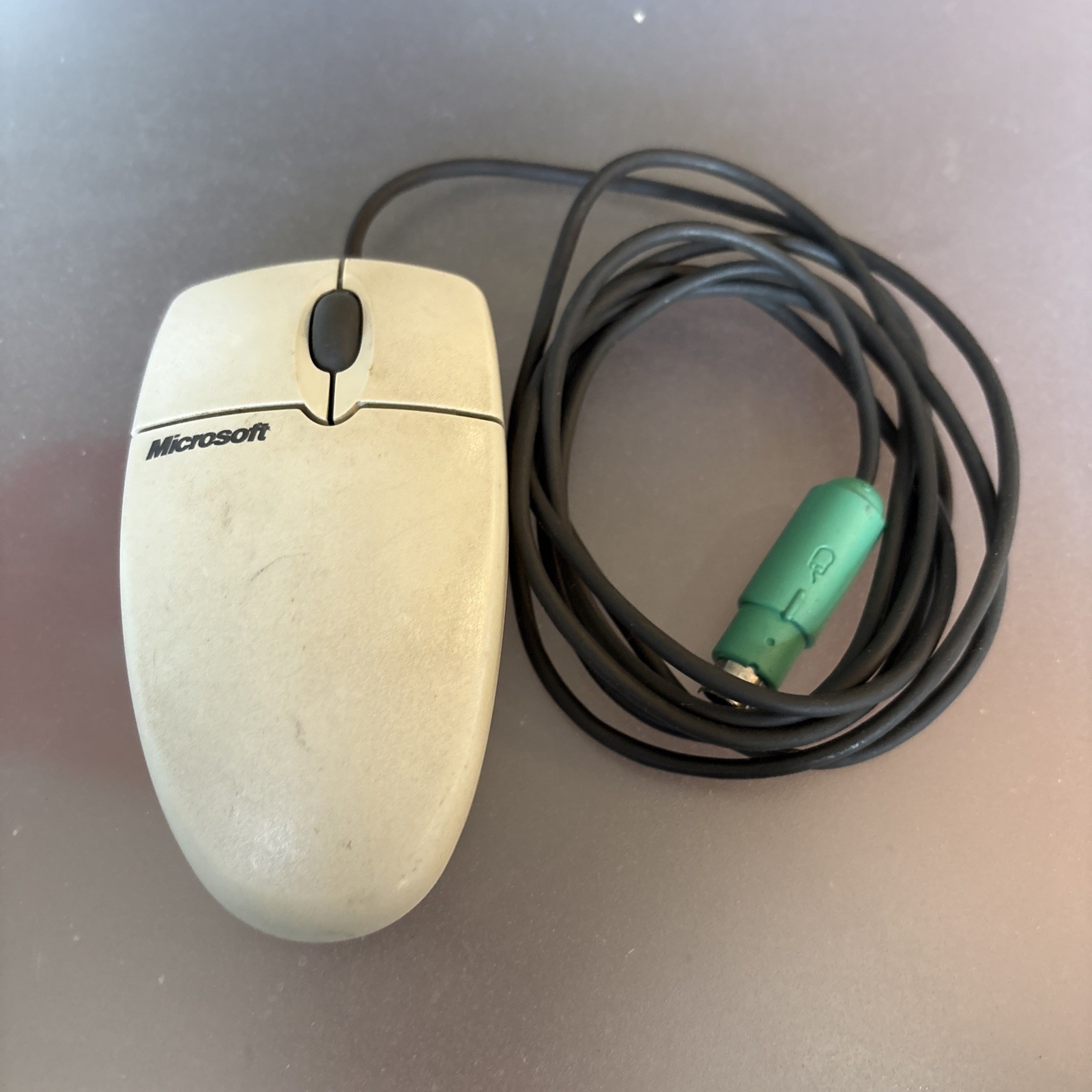 Vintage Microsoft Wheel 3.0 PS/2 X05-95266 83351-576 Mechanical Ball Wired Mouse