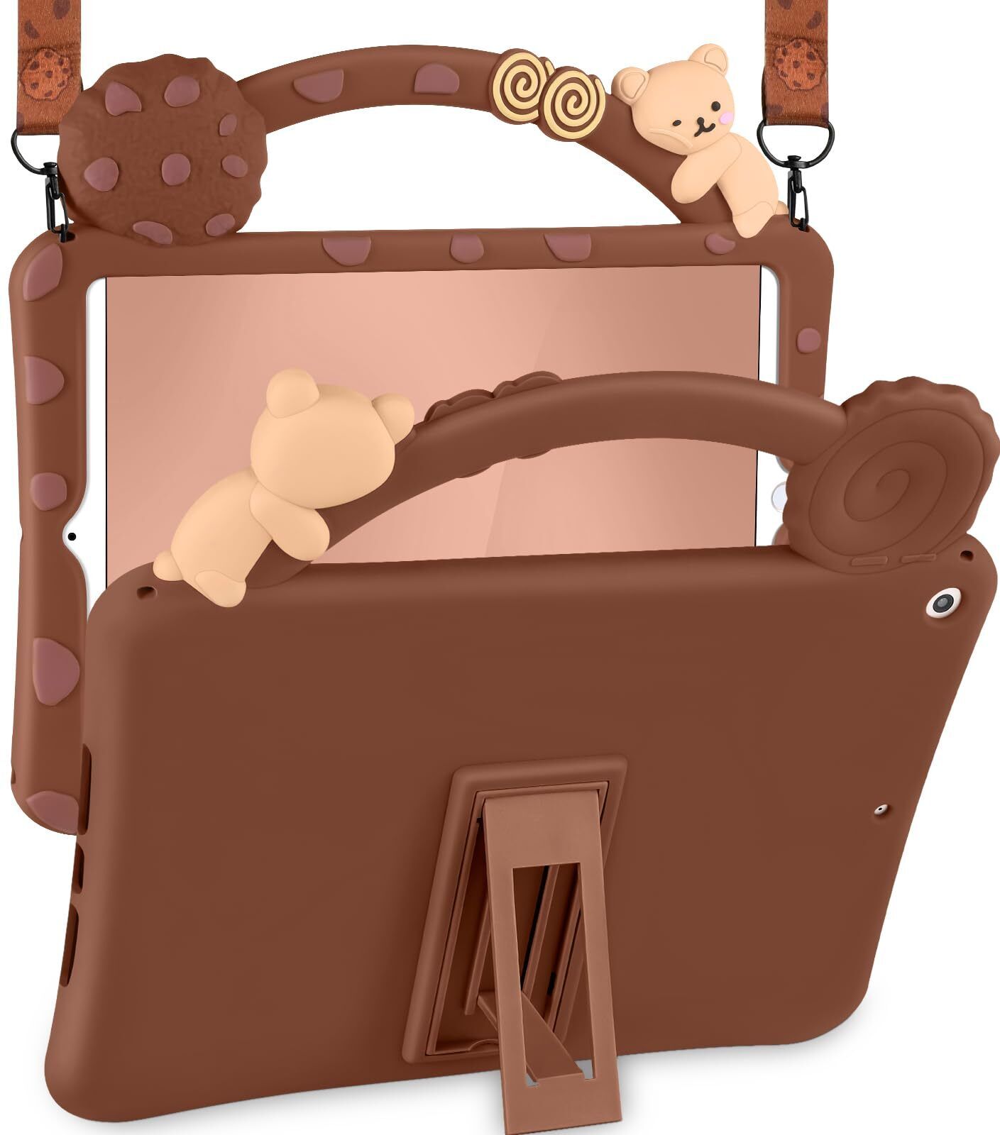 Uppuppy for iPad 9th/8th/7th Generation Case 10.2 Inch Boys Cute Bear Cartoon Gi
