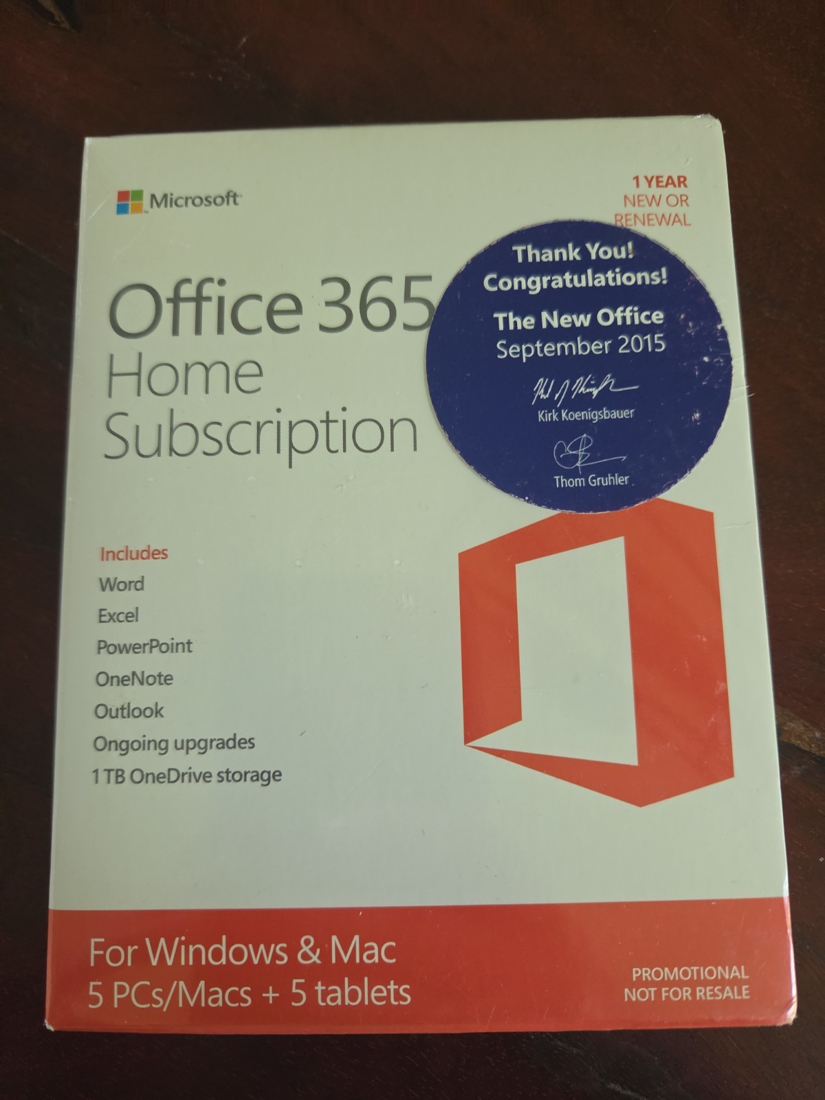 Microsoft Office 365 Personal 1 User 1 Year Retail Product Key Card SEALED