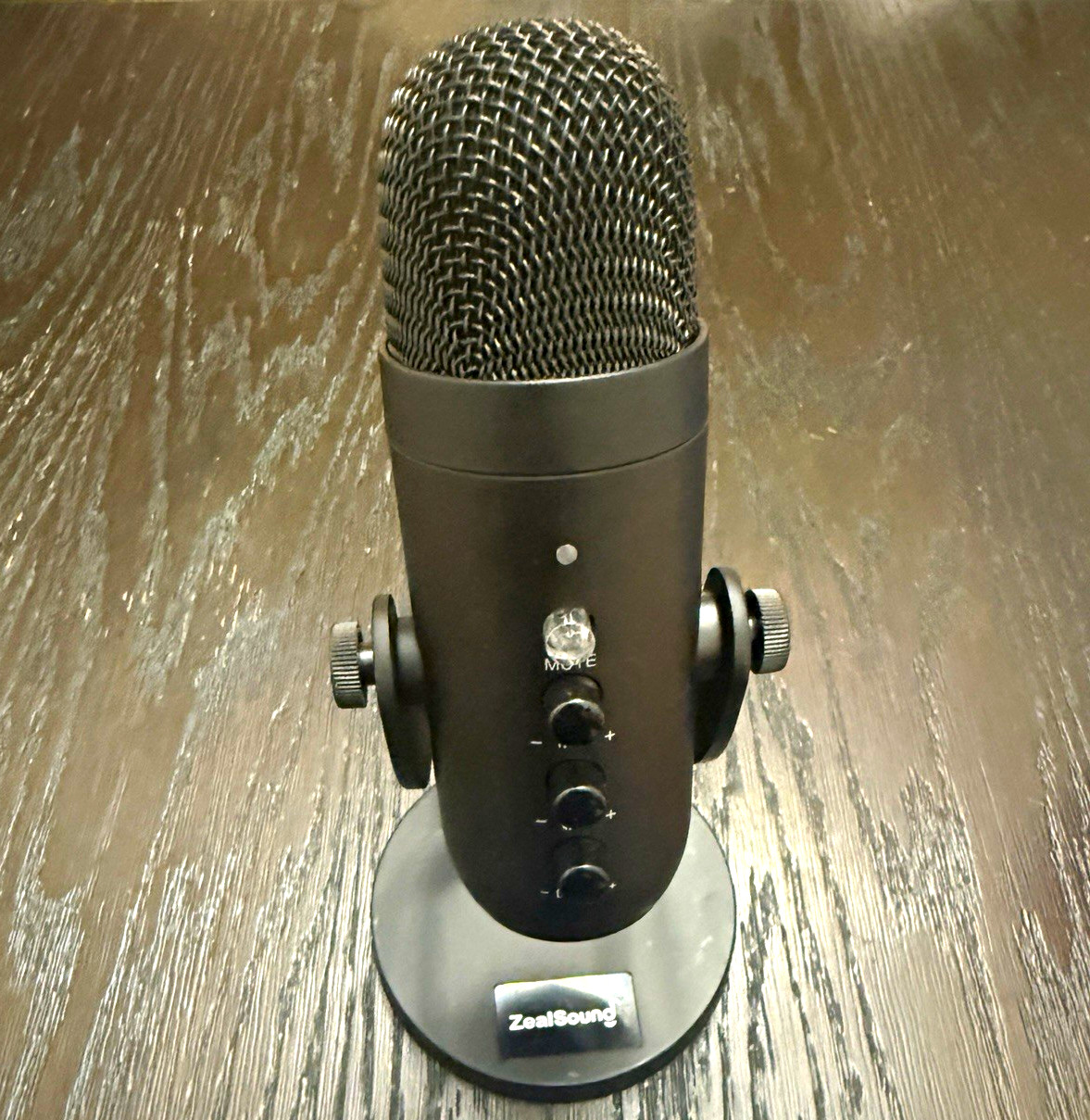 ZealSound USB-C Wired Freestanding Desktop Microphone Mute Jack Stand Black
