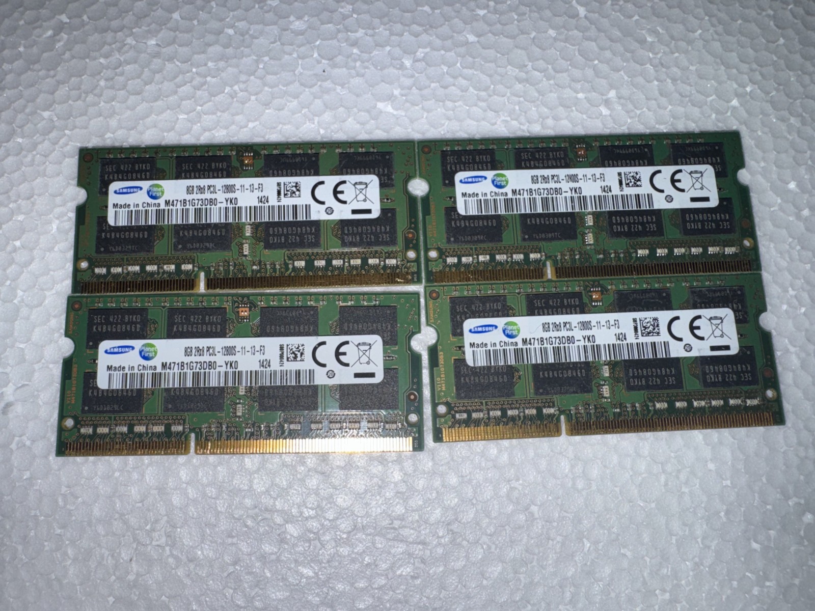 Lot of 4- 8GB Samsung 32GB (4x8GB) PC3L-12800S-11-13-F3 M471B1G73DB0-YK0 Laptop