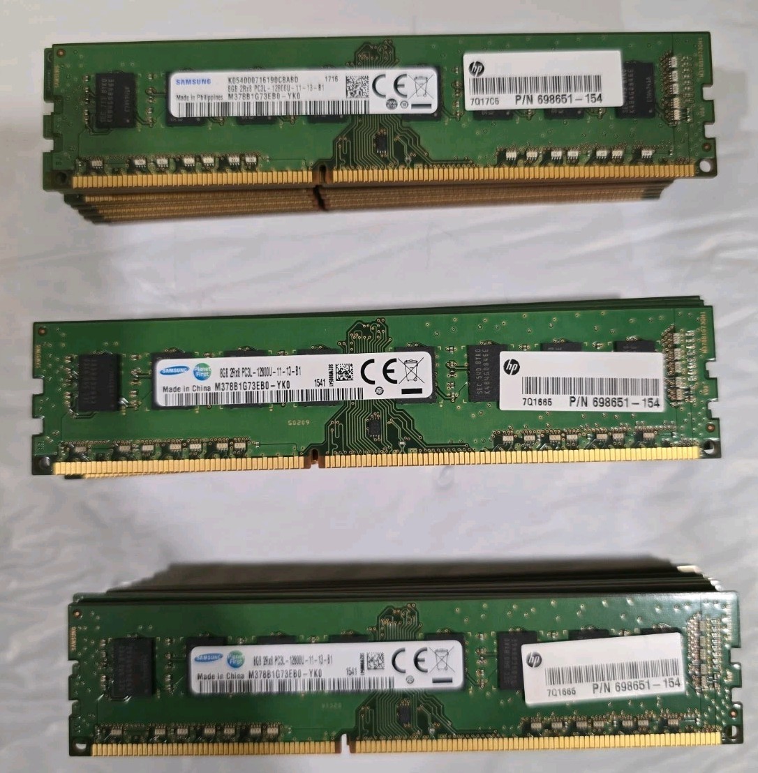Lot Of 28 SAMSUNG 8GB 2RX8 PC3L-12800U DDR3 DESKTOP MEMORY RAM 