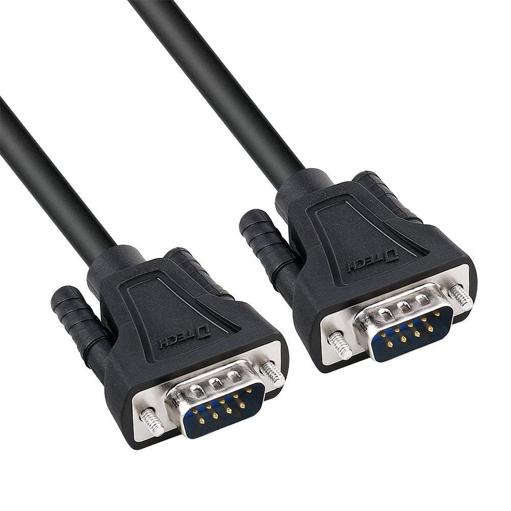 9 Pin Serial Cable 6ft Male to Male RS232 Straight Through Connector