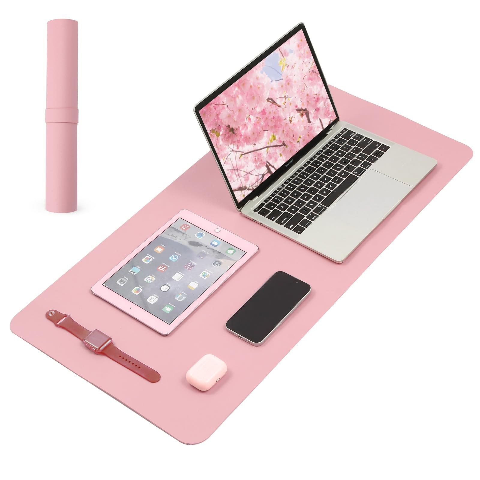 31.5x15.7 Inch Large Office Leather Desk Mat Keyboard Mouse Pad Pink Laptop