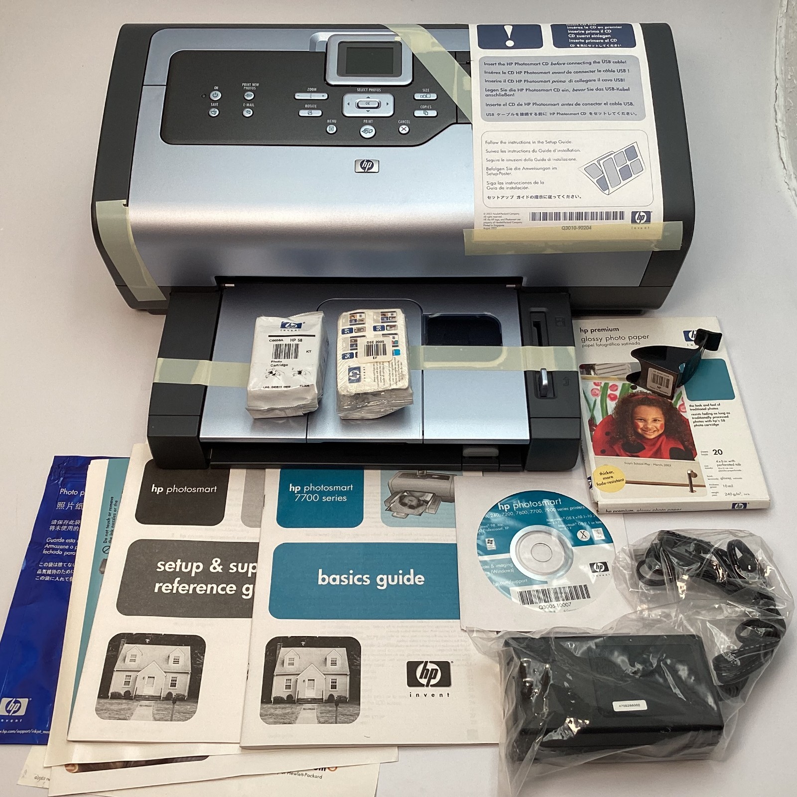 HP Photosmart 7760 Inkjet Photo Printer Q3015A New Open Box w/ Ink & Paper