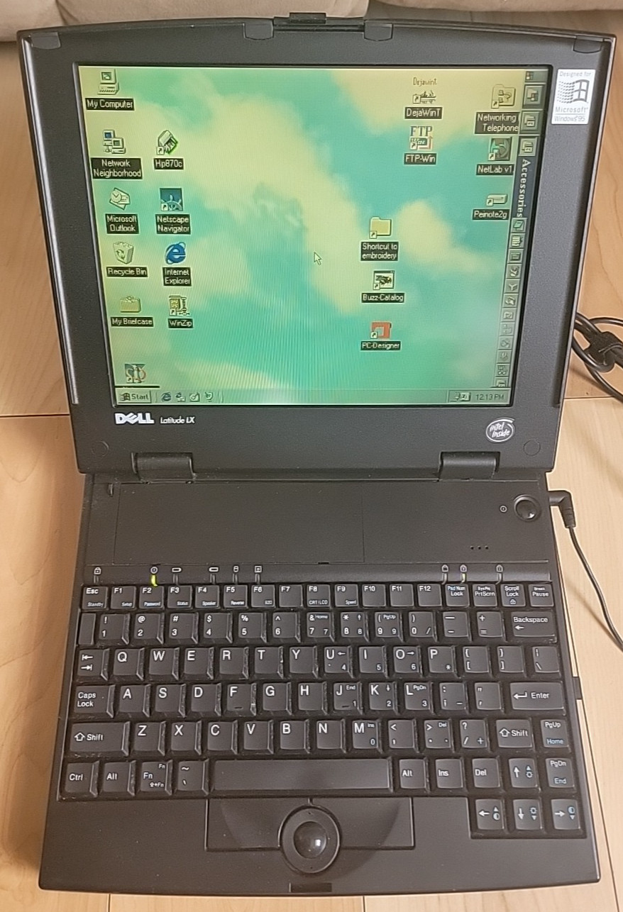 Dell Latitude LX4100D Laptop 80486 WIN 95 2GB HD 16 RAM Charger FOR REPAIR -READ