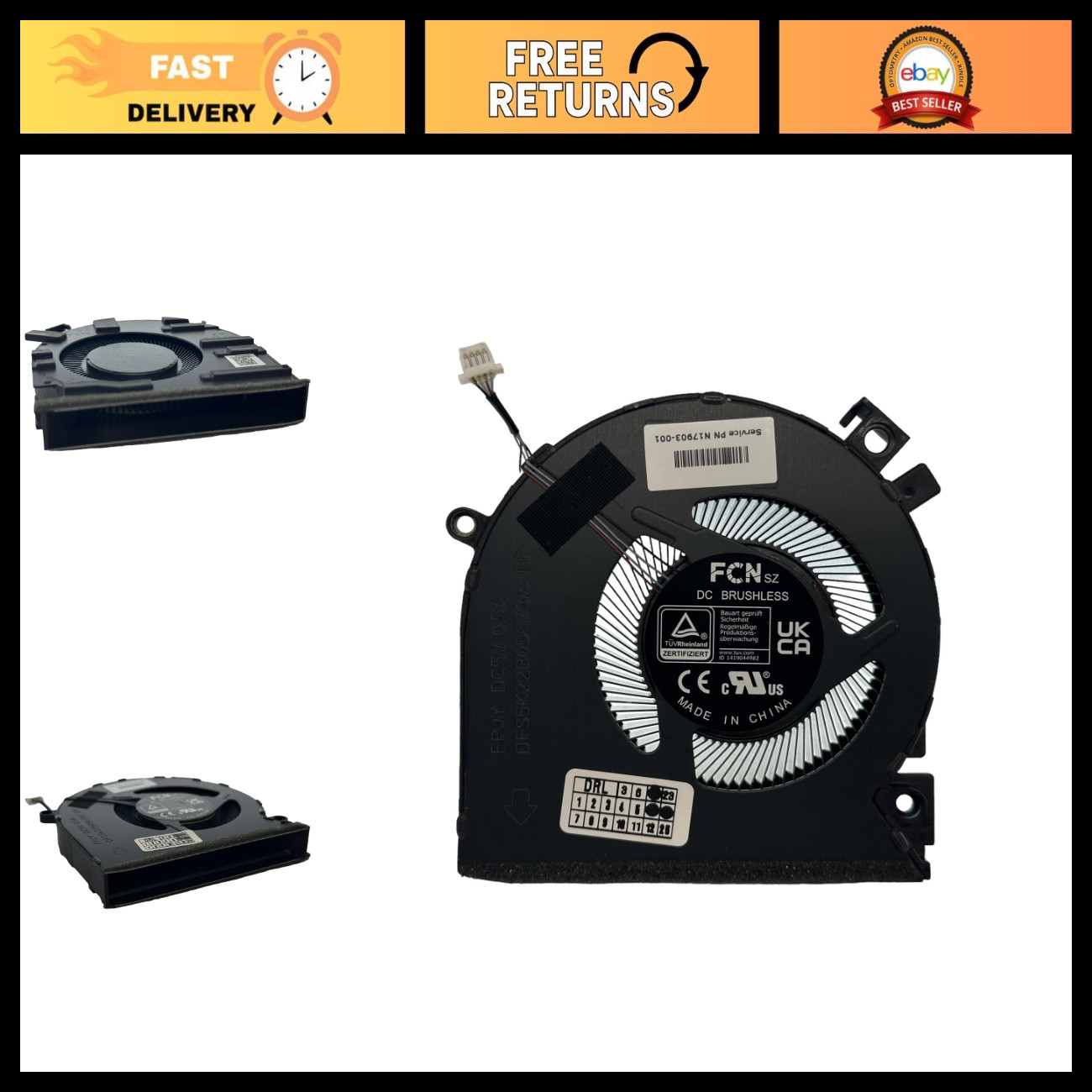 Replacement Laptop GPU Cooling Fan for HP Victus 15-FA/FB - High Performance, Qu