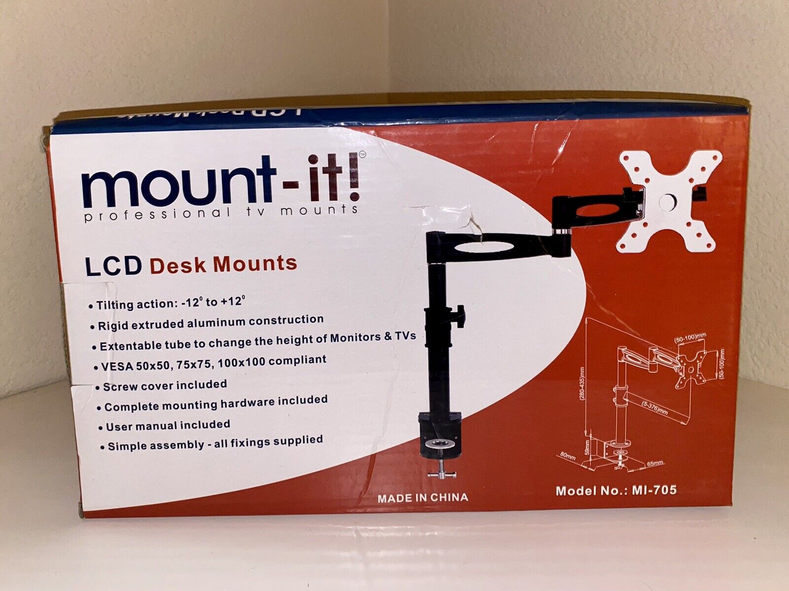 NEW Mount-It Desk Mount - Adjustable LCD Monitor Arm Up to 30