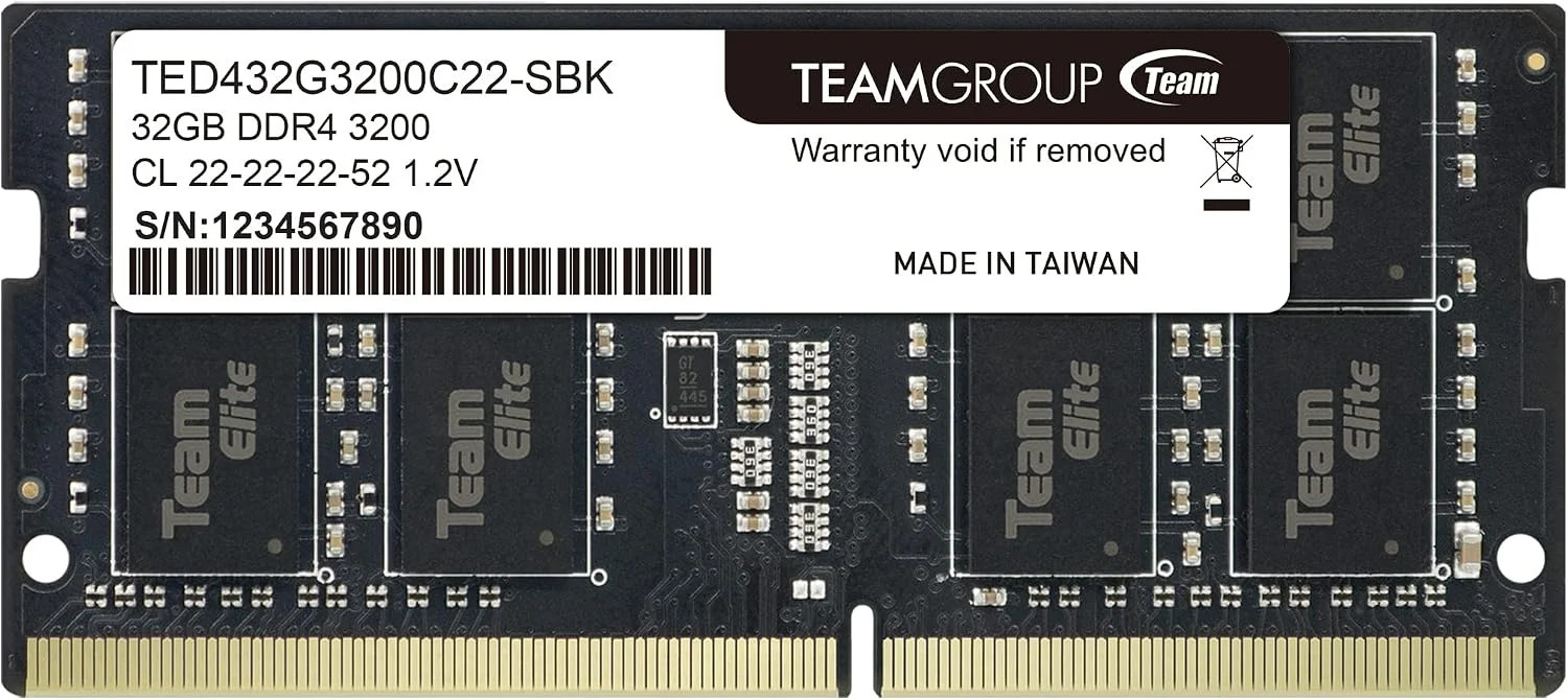 TEAMGROUP Elite DDR4 32GB Single 3200MHz PC4-25600 CL22 (2933MHz or 2666MHz) Unb