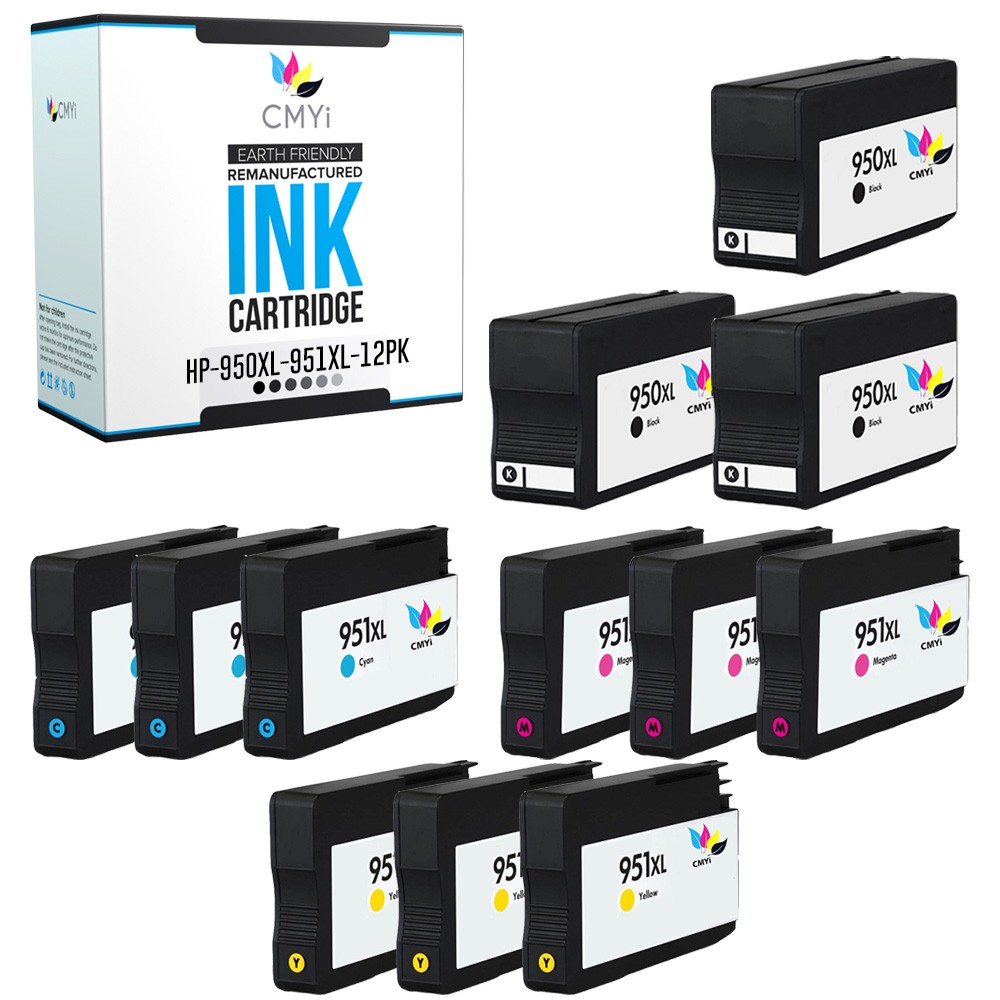 CMYi 12PK Compatible Printer Cartridges 950XL & 951XL for HP OfficeJet Pro 8600
