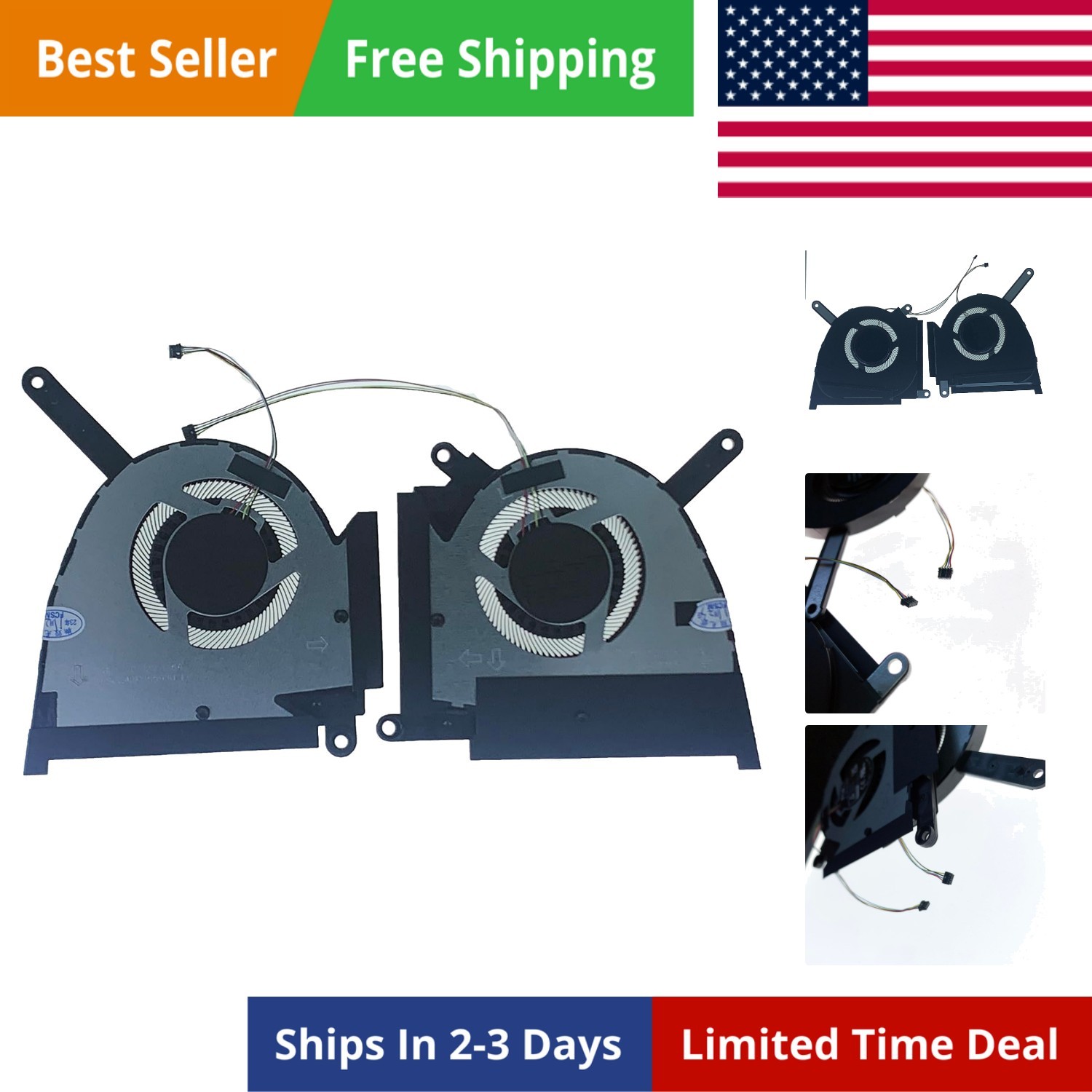 CPU GPU Cooling Fan for Asus TUF Dash 15 FX517 FX517ZC FX517ZM FX517ZR FX517Z...