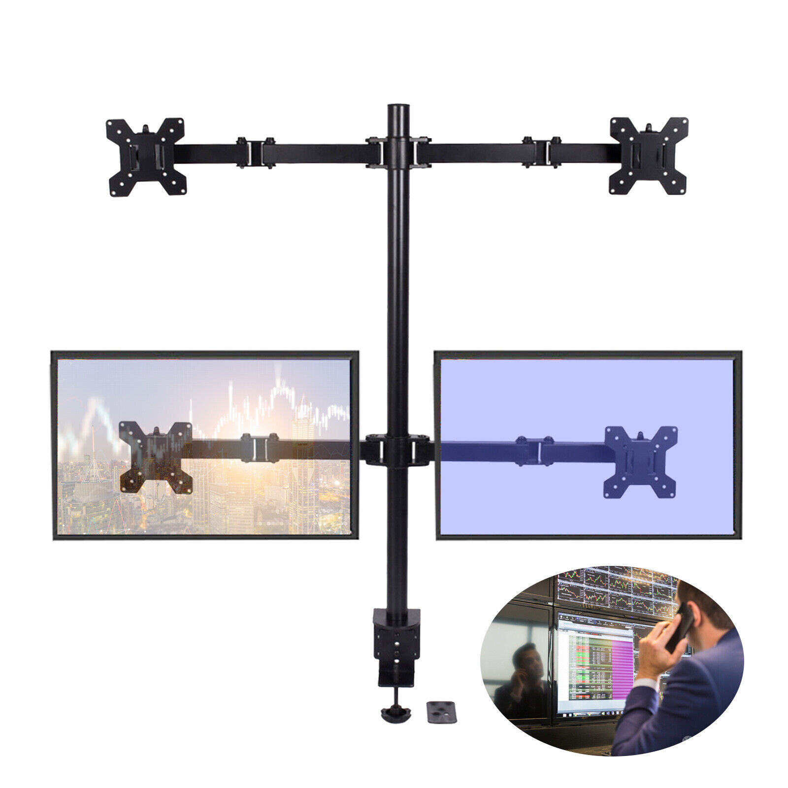 Multi Monitor Mount Gaming Pc Vertical Desktop Computer Stand Rack Screen Quad