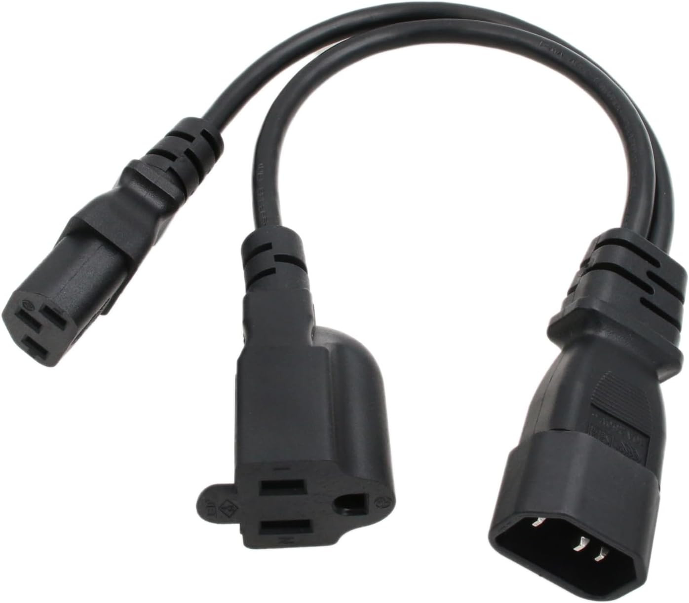 UPS PDU Power Cord Extension Adapter Cable IEC320 C14 Male to C13 + NEMA 5-15R