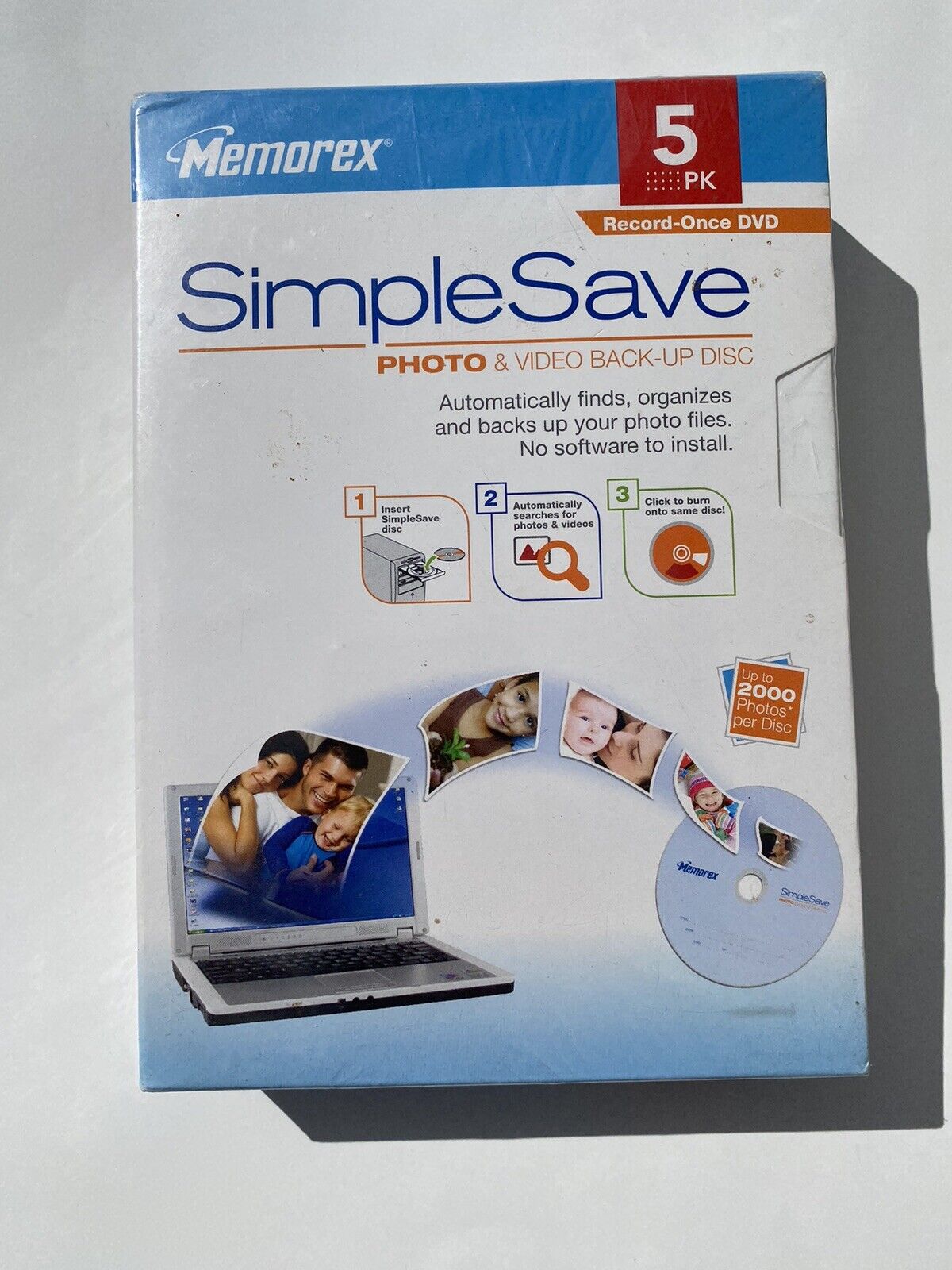 Memorex Simple Save Photo And Video Back Up Discs DVDS 5 Pack - NEW