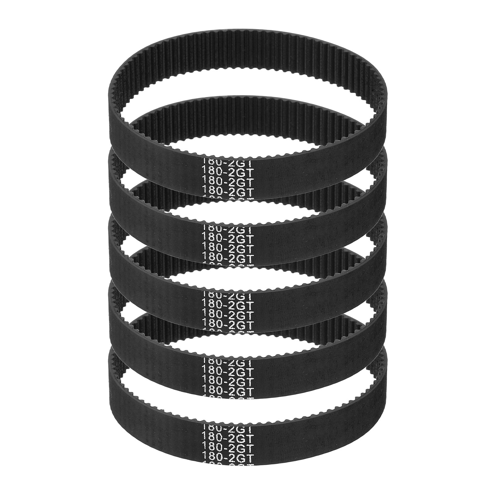 180mm GT-2 Timing Belt, 5pcs 10mm Width 2mm Pitch 3D Printing Closed Loop, Black
