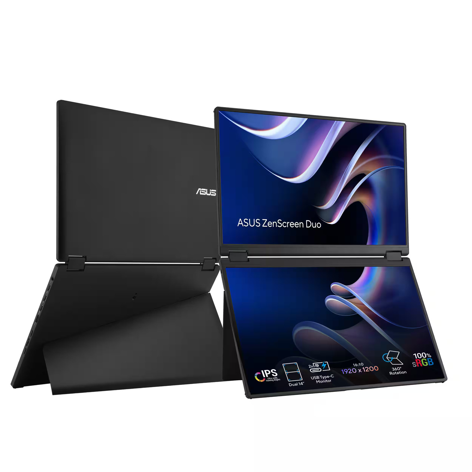 ASUS - ZenScreen Duo 14" FHD+ IPS Portable Dual Monitor with Ergo Kickstand a...
