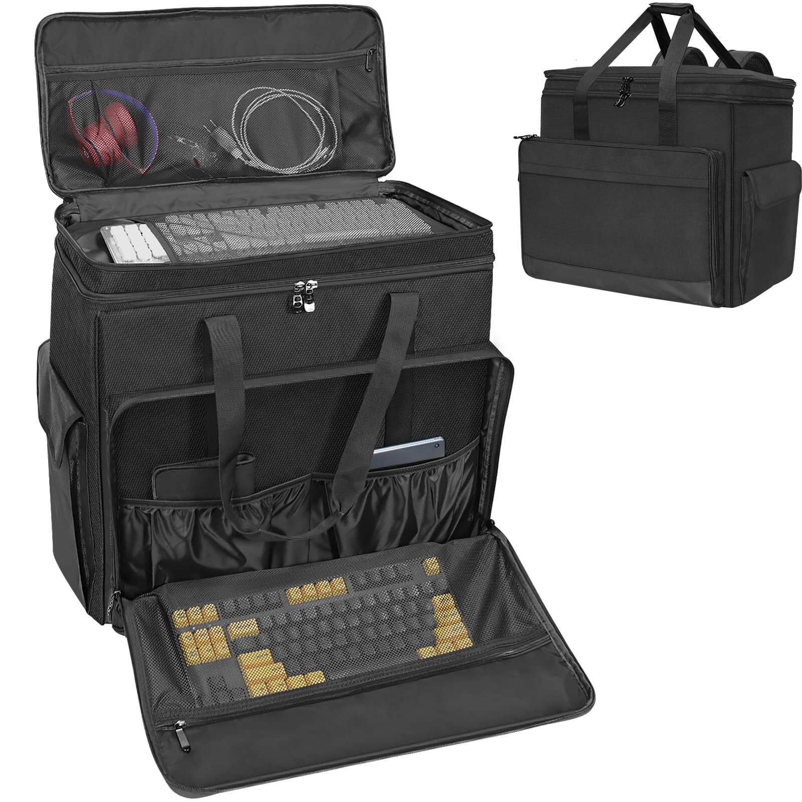 Double Layer Computer Tower Carrying Case Desktop Computer Travel Storage Bag...