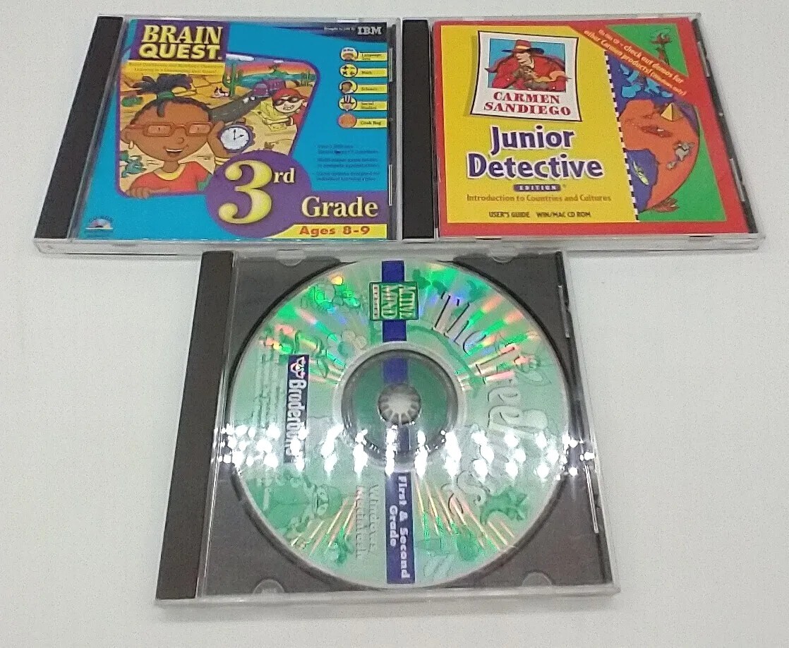 Vtg Brain Quest 3rd Grade Junior Detective The Tree House Windows CD ROM Set 3
