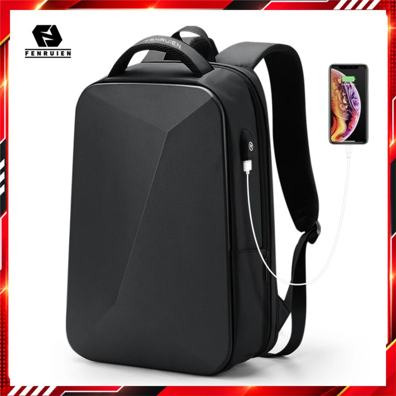 FENRUIEN Laptop Backpack Anti-Theft Waterproof USB Charging Business Bag