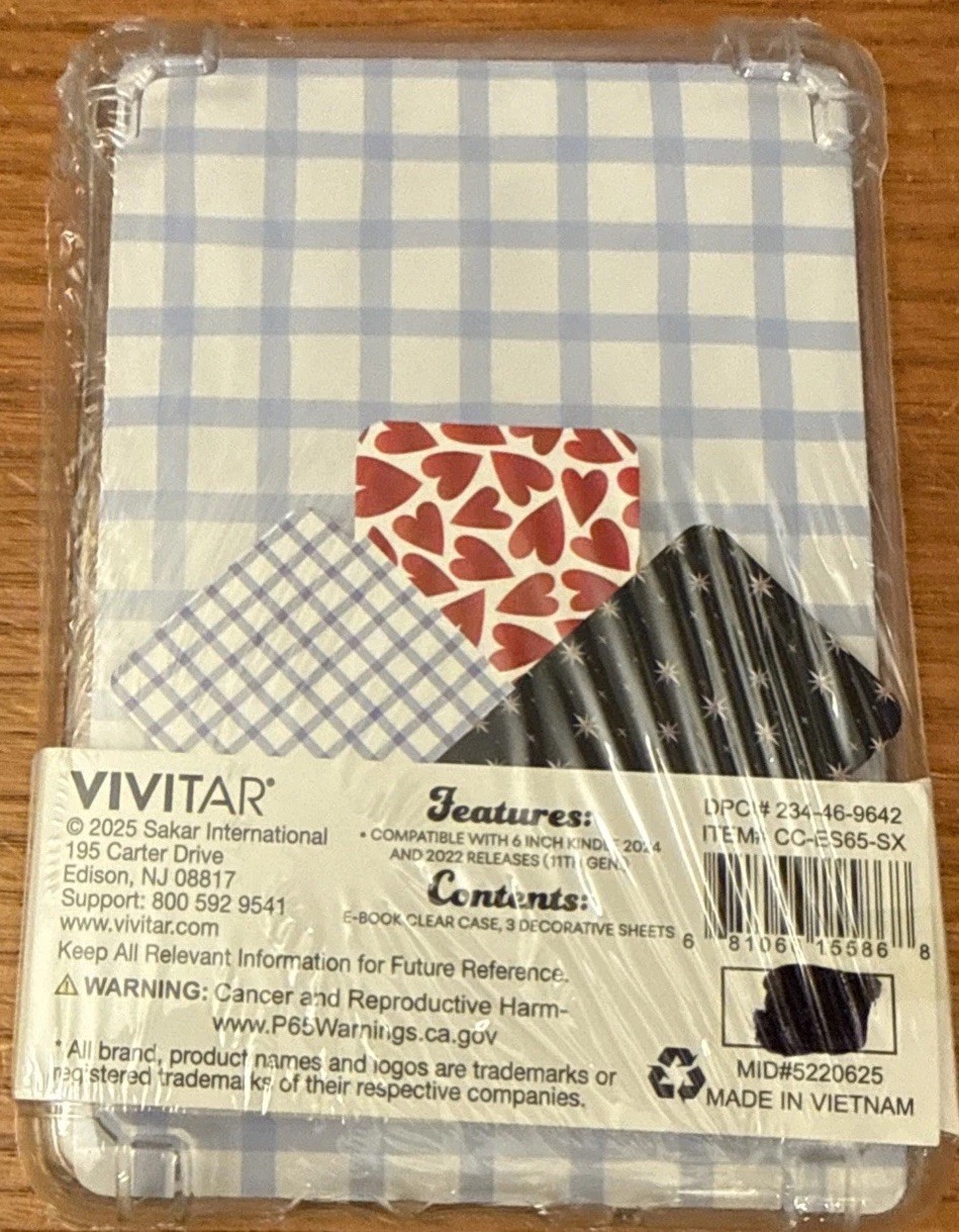 Vivitar E-Book Clear Case W/Decorative Sheets For 6” Kindles