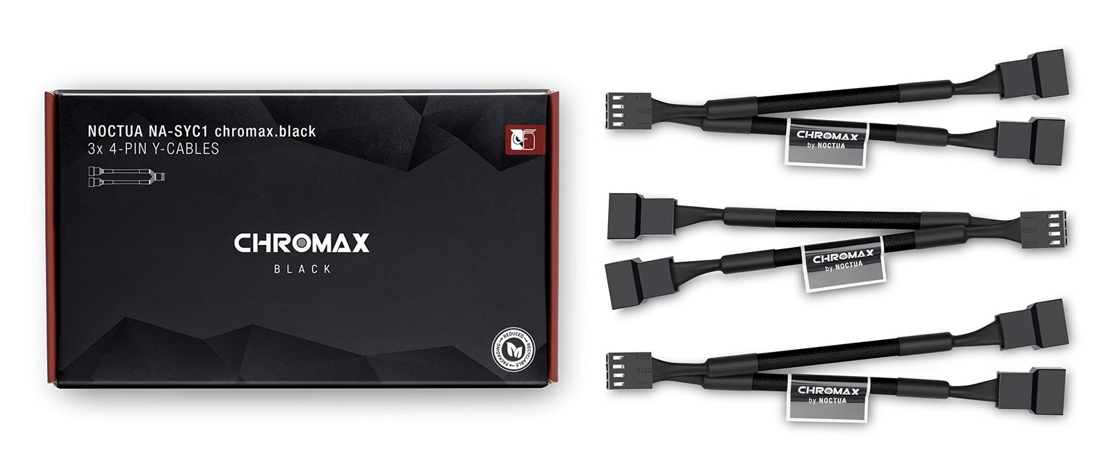 Noctua NA-SYC1 chromax.Black, 4 Pin Y-Cables for PC Fans 4 PWM, Black